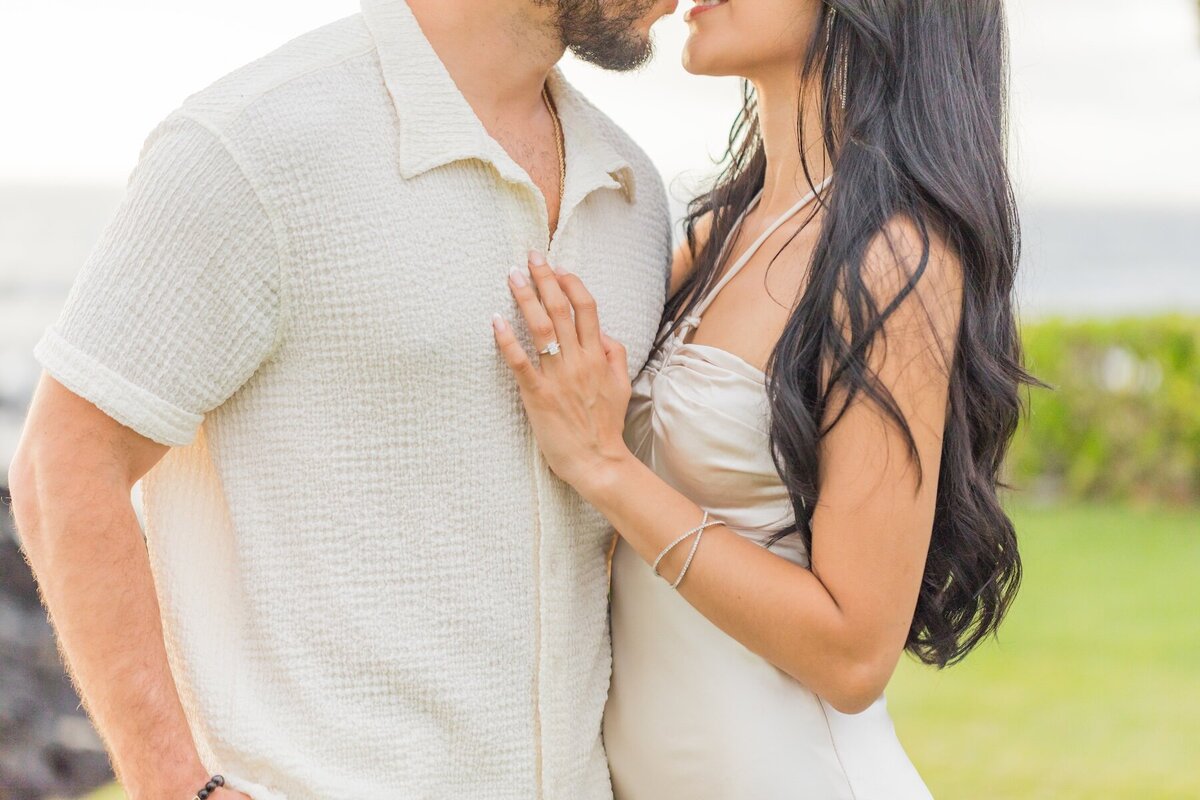 Couple celebrating proposal in Hawaii