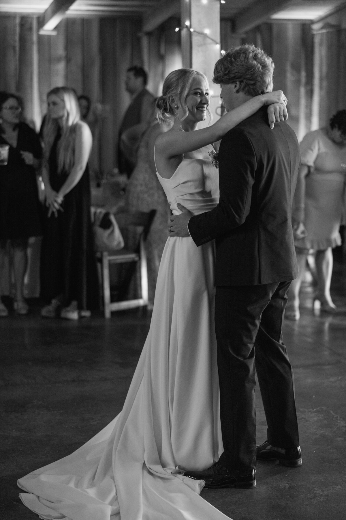 Bride and groom share their first dance