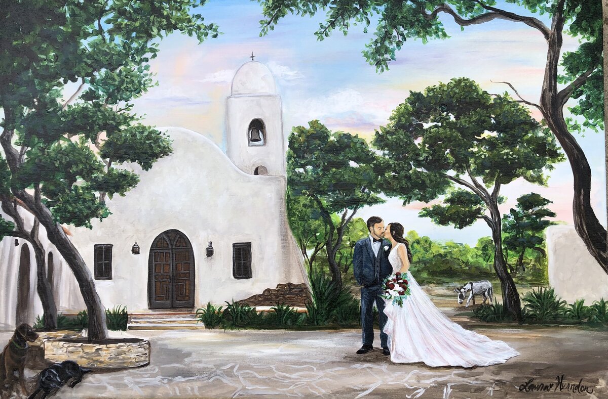 lost mission live wedding painting by Laura Herndon