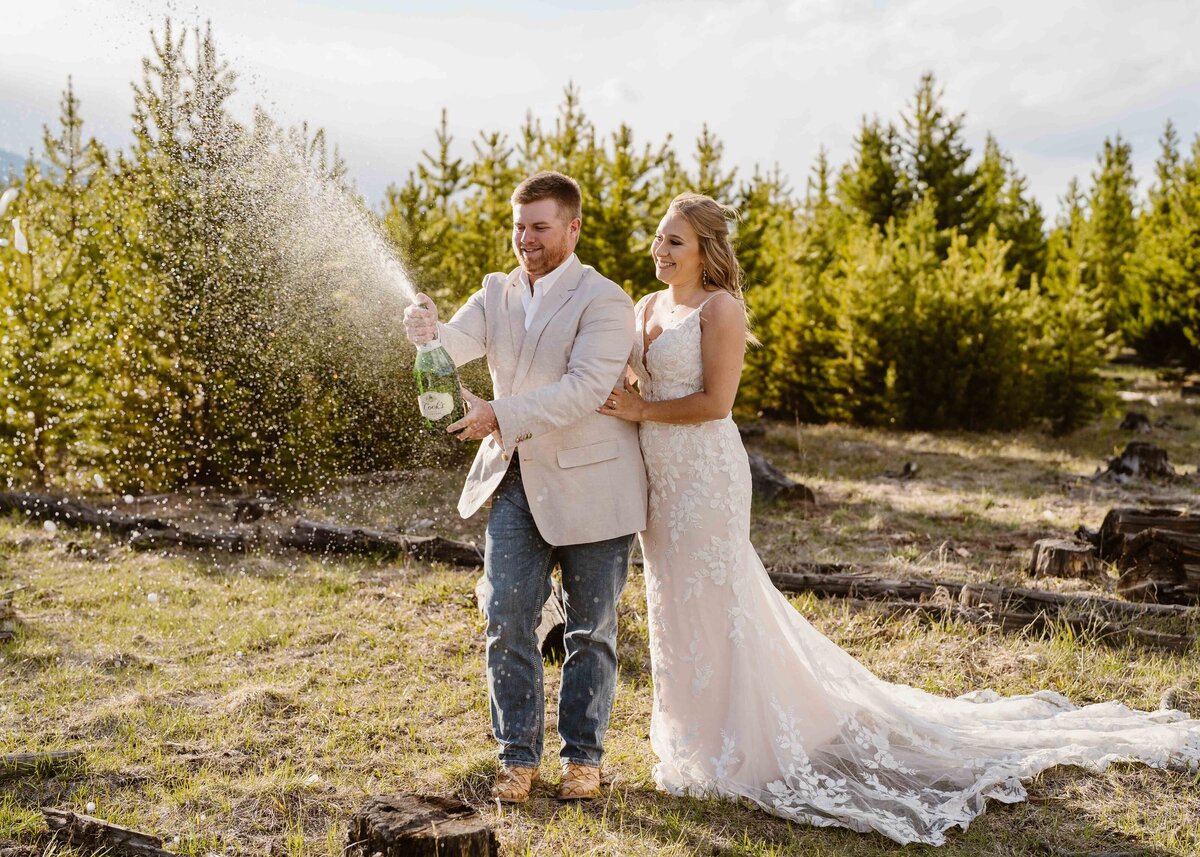 Dillon Reservoir Colorado elopement with couple celebrating their wedding day in stunning mountain scenery