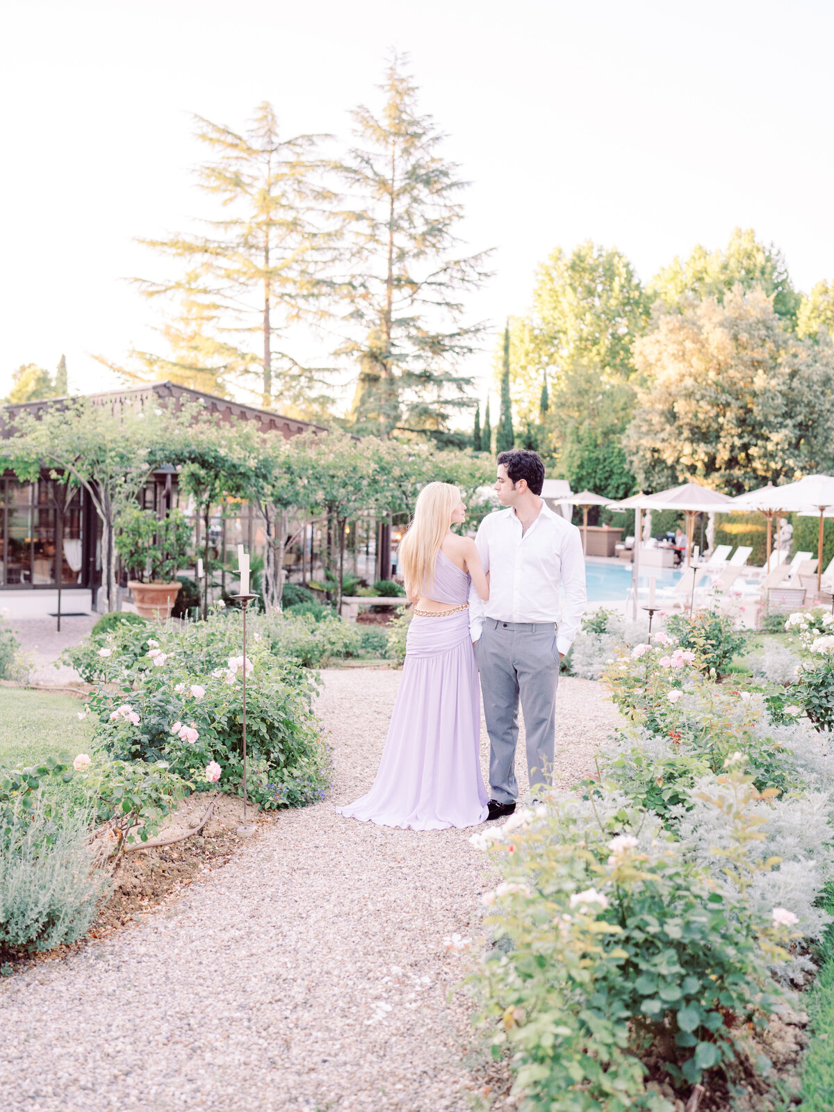 Honeymoon session in Florence Italy at Villa Cora photographed by Tuscany wedding photographer.