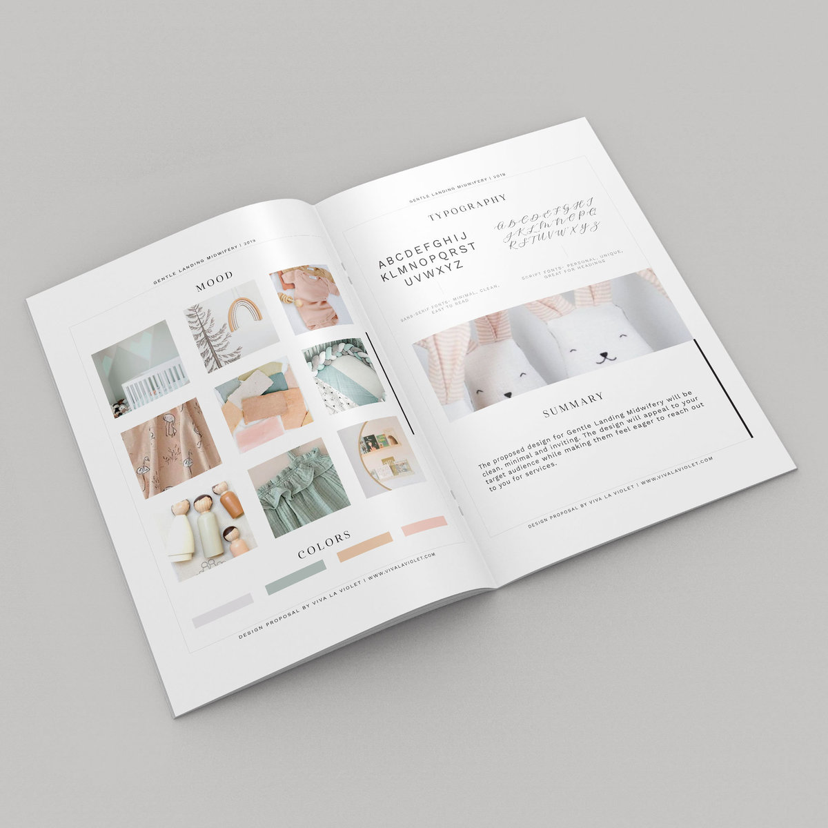 Experience the serenity of soft colors and gentle aesthetics with a brand lookbook for doulas, showcasing the soothing appeal of custom web design.
