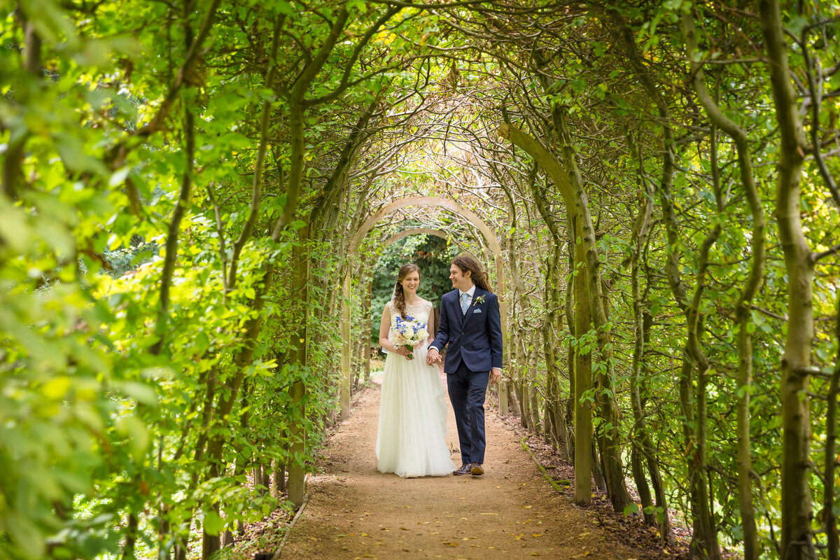 Bride and Groom at Rococo Gardens Painswick, Gloucestershire