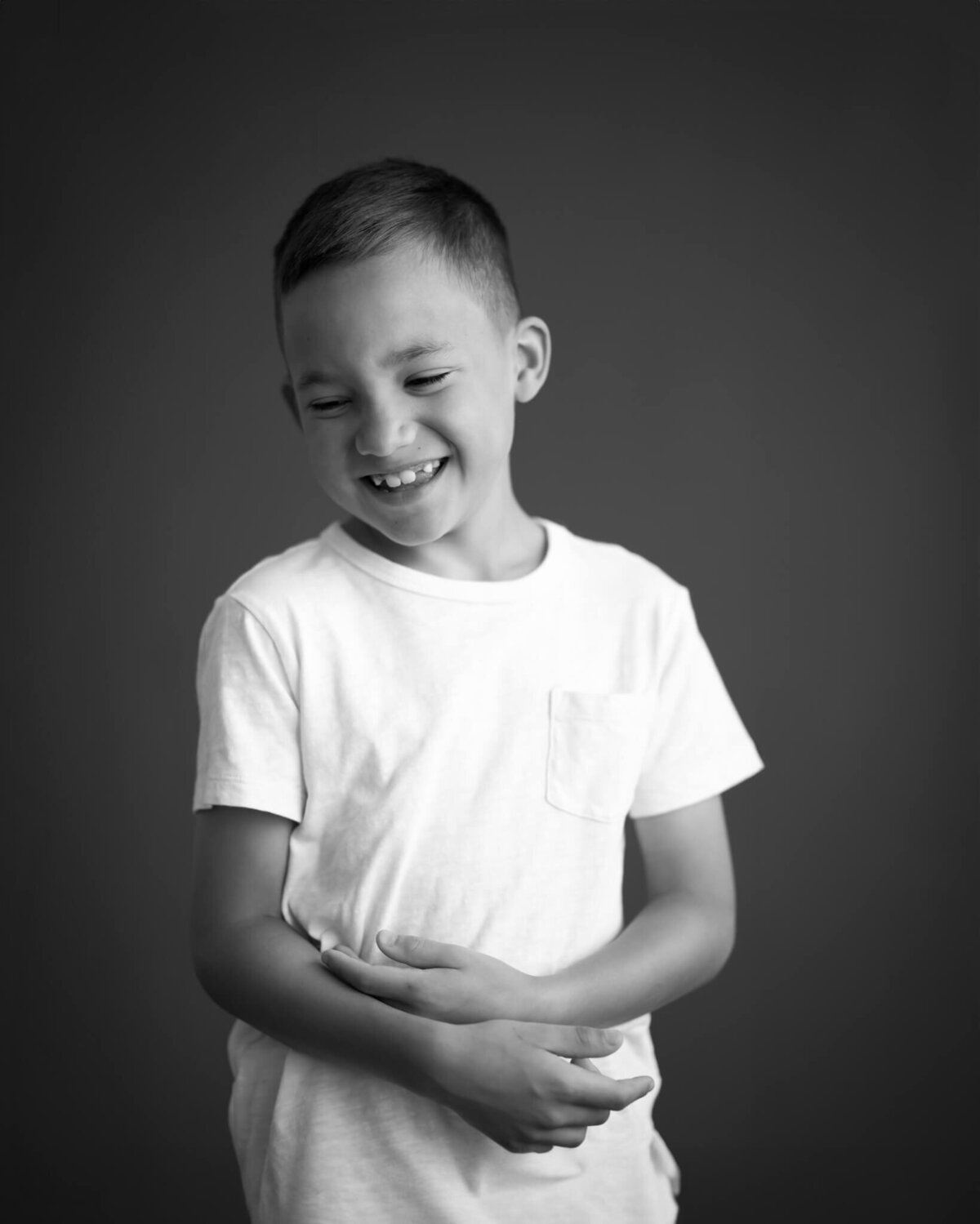 compelling black and white childrens portrait