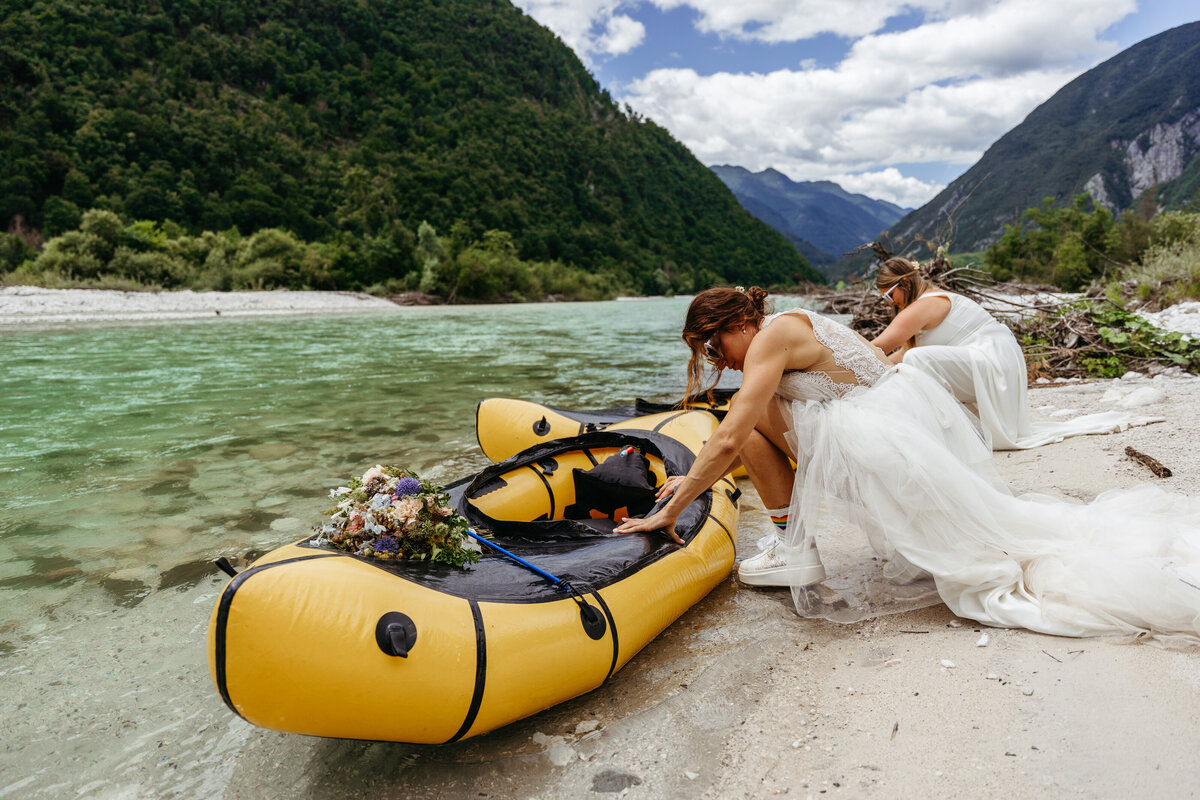 Kayak adventure elopement in Slovenia