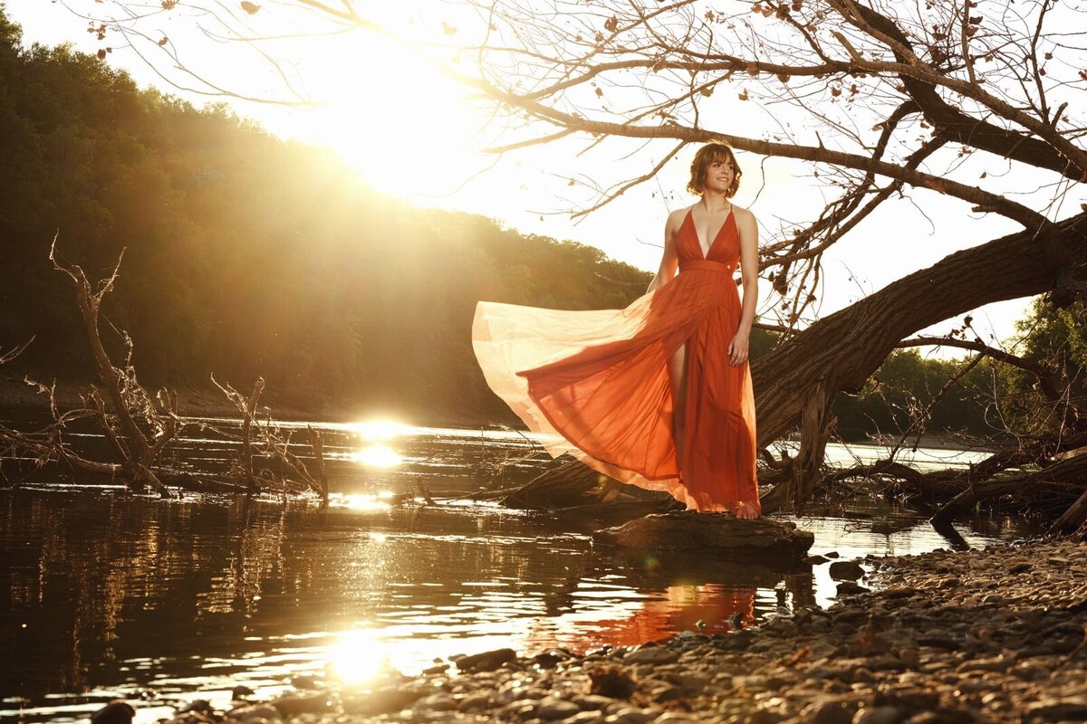 Elegant High School Senior Portrait by River with Professional Photographer-70