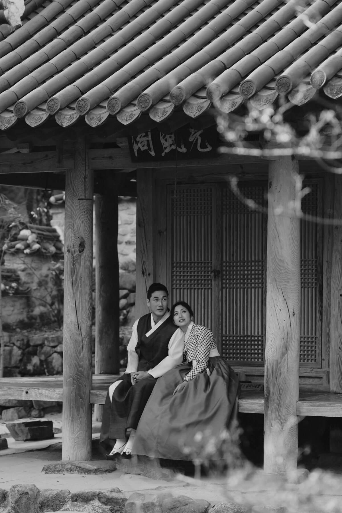 the couple looking at the view of soswaewon garden in damyang south korea