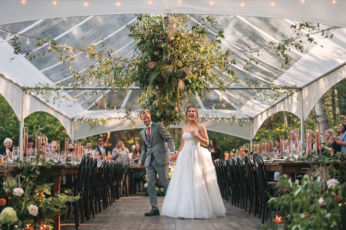 fall woodsy tent wedding