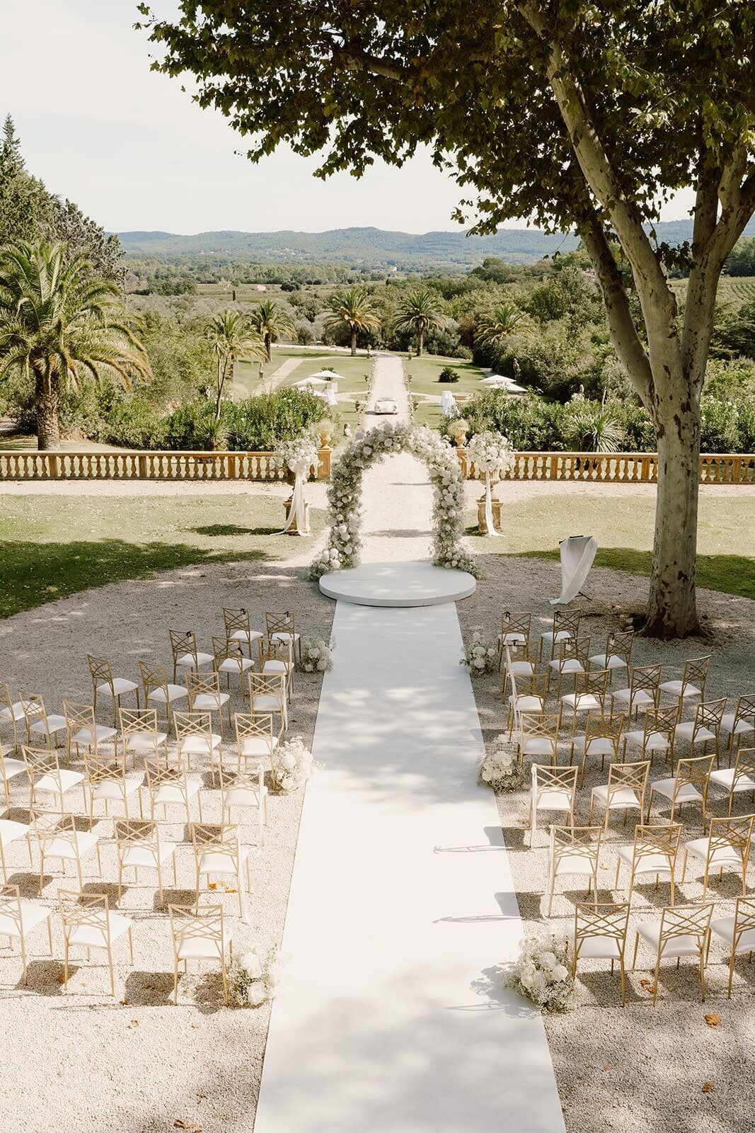 Gorgeous-French-chateau-ceremony-set-up