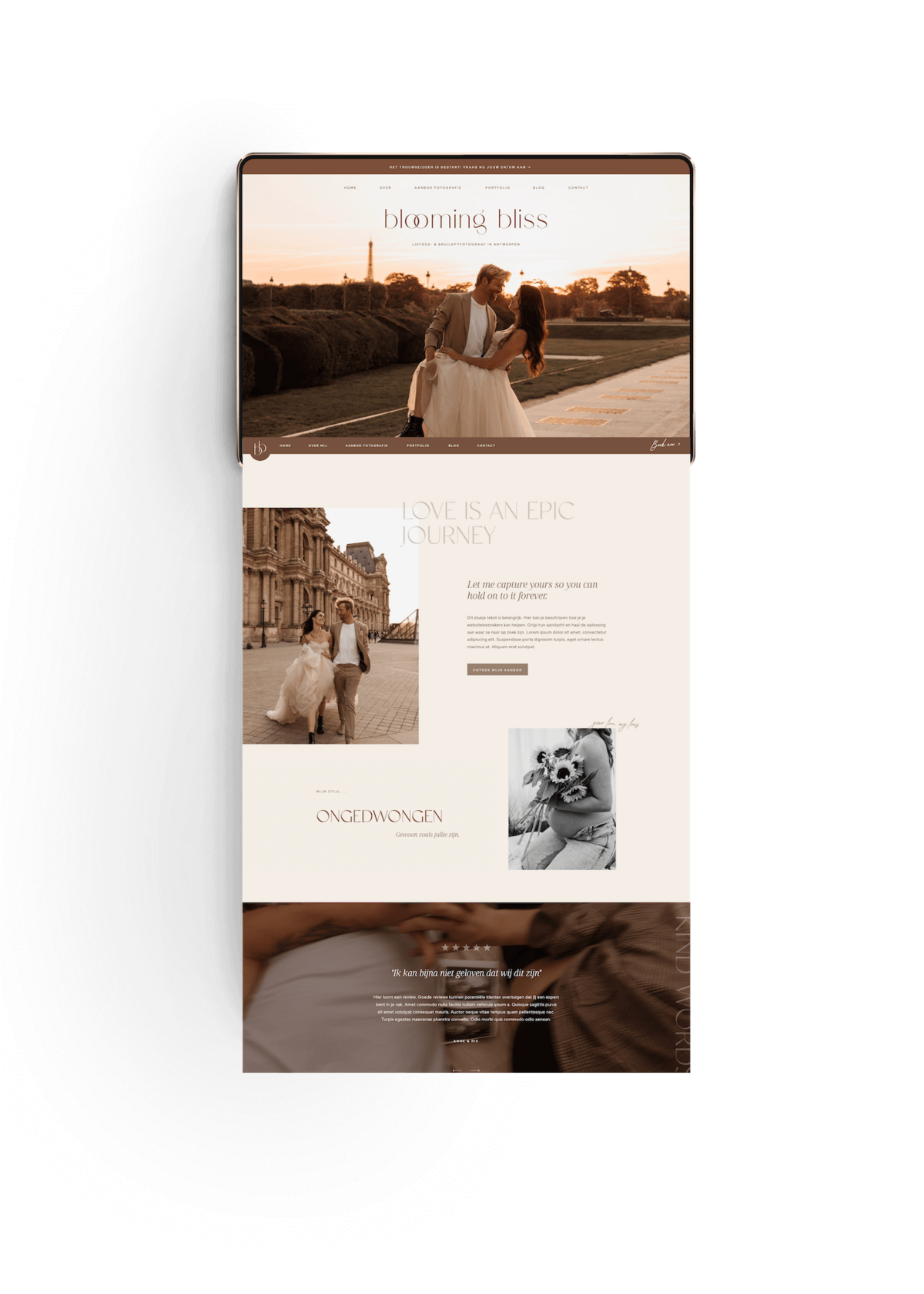 Romantische Showit website template voor fotografen