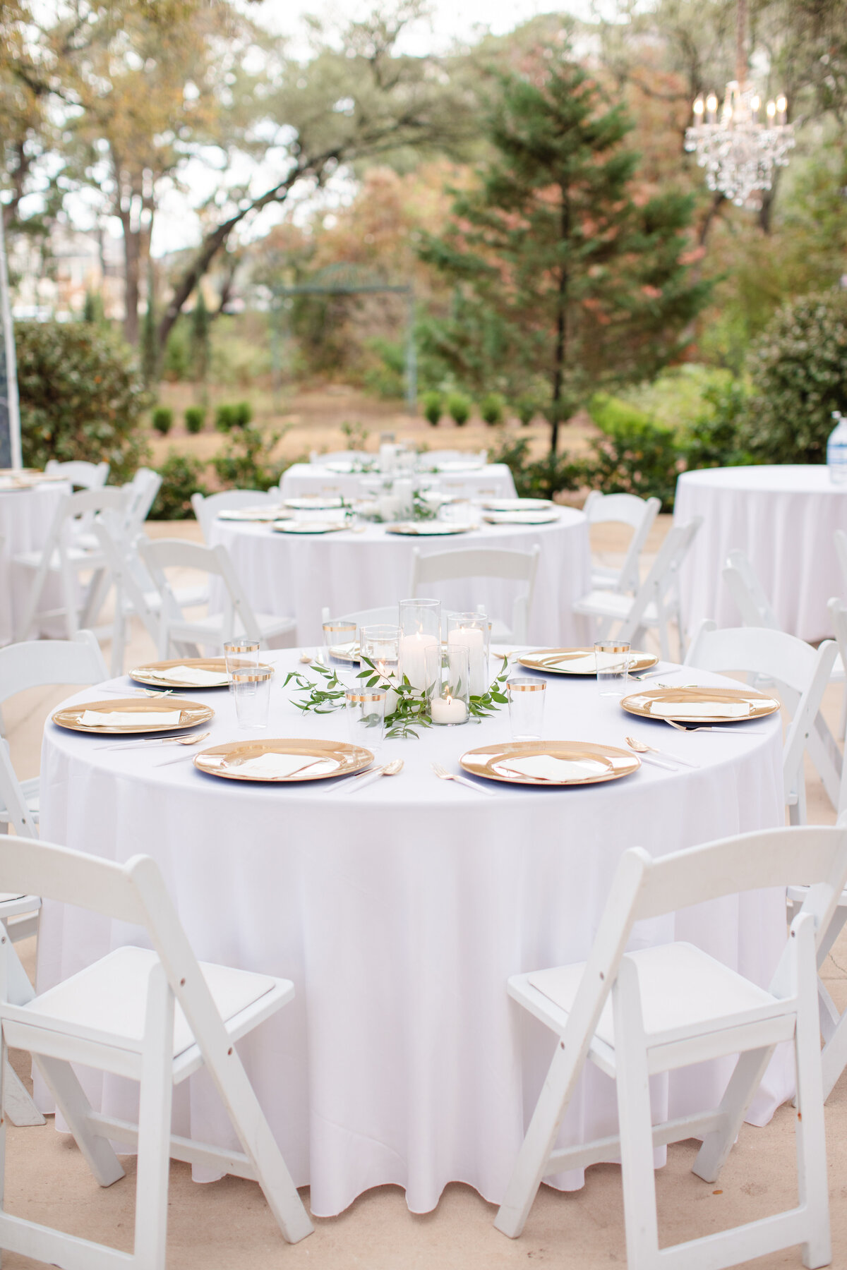 reception table detail at Gardens at West Green a Hill Country wedding venue by Firefly Photography