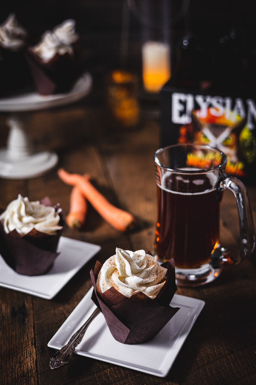 carrot cake cupcakes with pumpkin beer