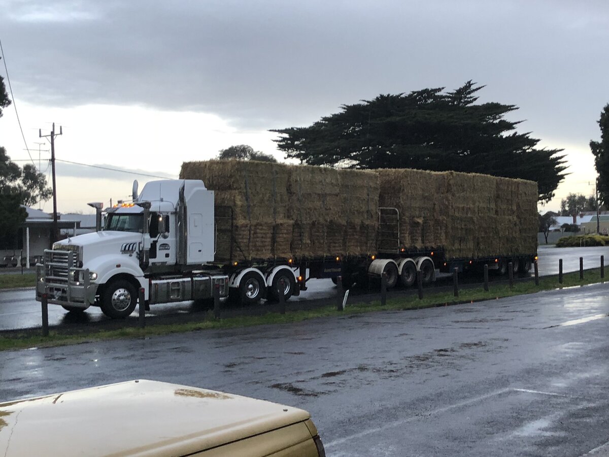 B Double Truck loaded with Hay ready for transport 