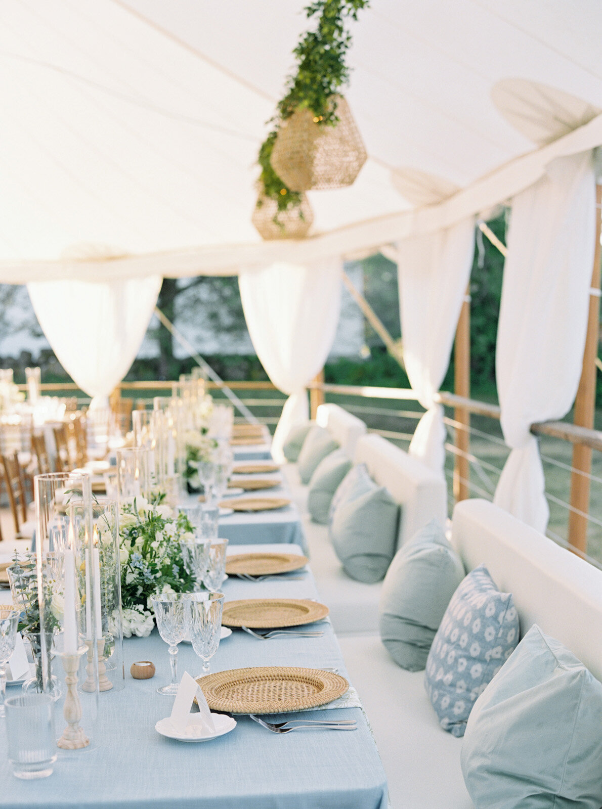 Immersive and Luxury Private Estate and Tented Wedding with Blue, Green and White Color Palette-33