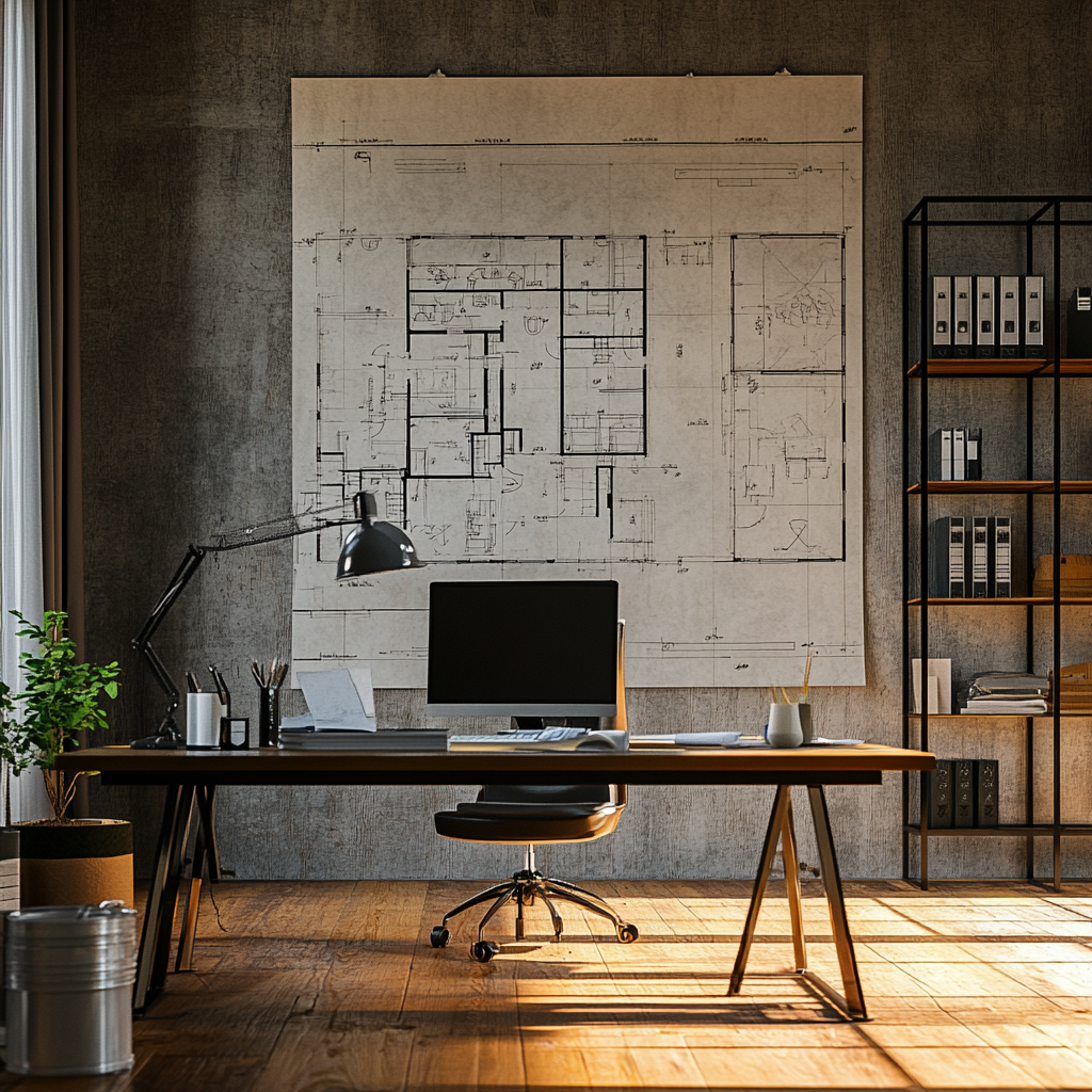 kdurski_86694_an_office_with_home_blueprints_on_the_wall_b9ac5f19-d22c-4c01-9b7d-8412145085aa