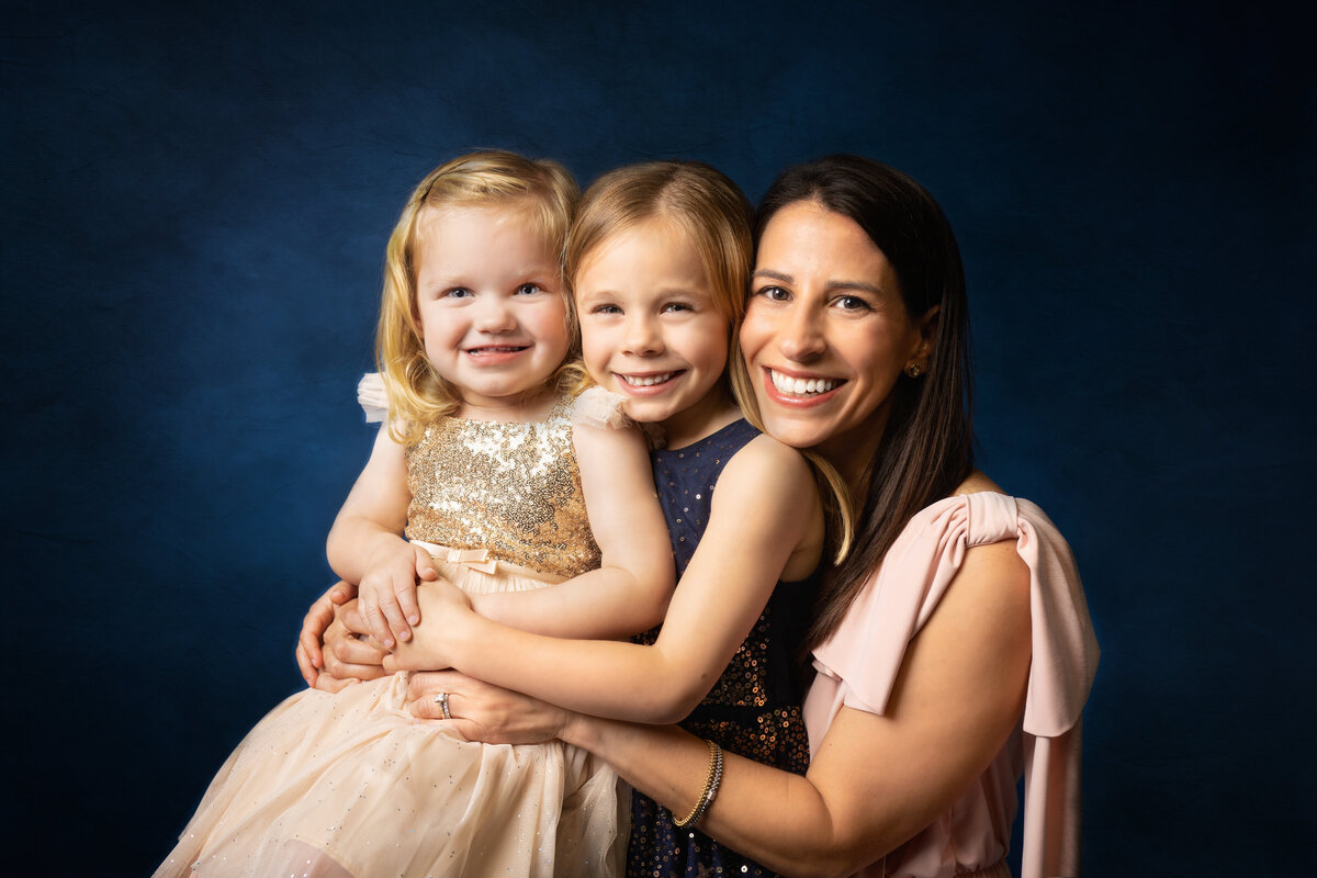 Mom daughters toddler blue studio New Orleans