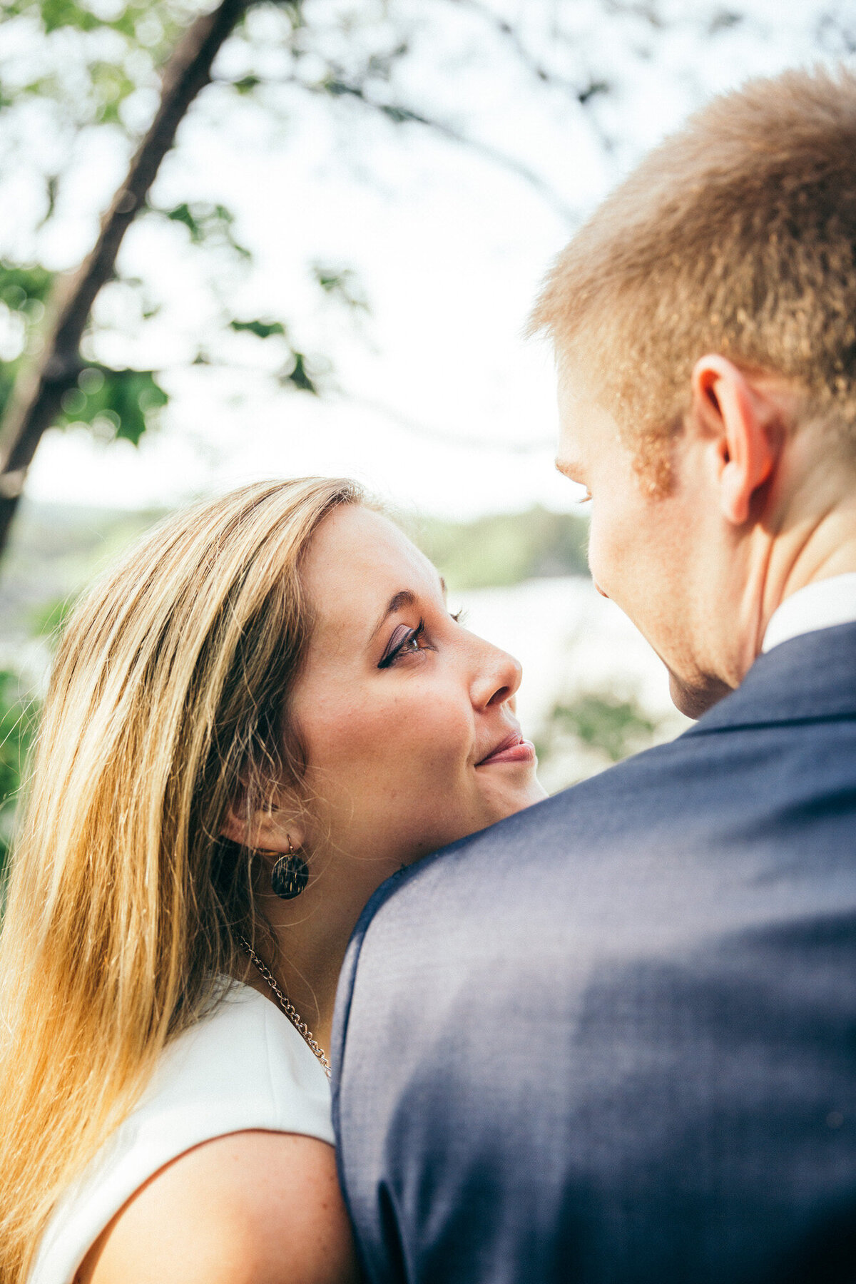 Great Falls Virginia Couple staring into each other eyes and smiling