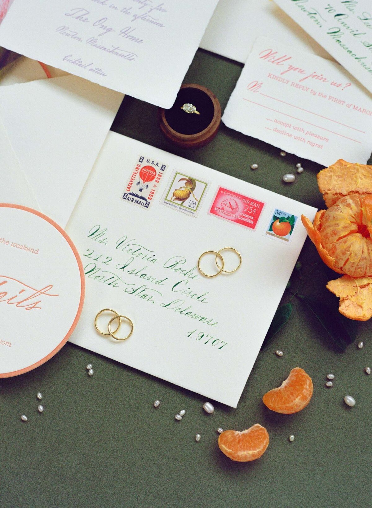 Boston wedding invitations custom calligraphy castillo holliday 1