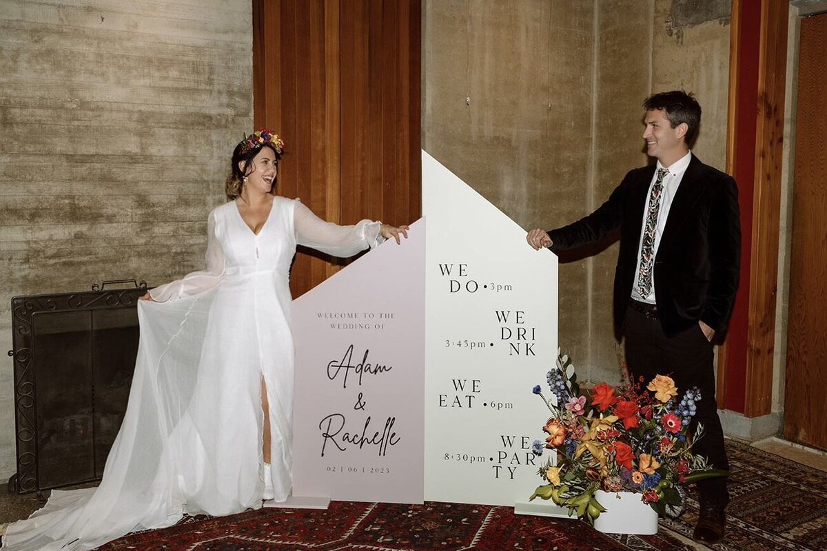 With signage