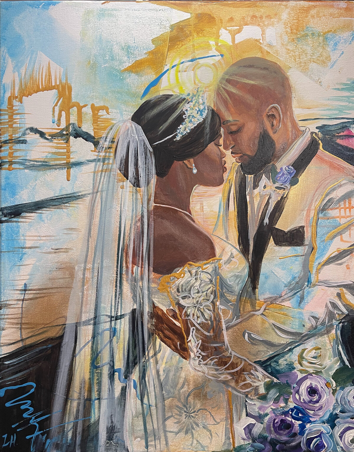 olympia hills wedding venue abstract wedding painting  by Laura Herndon with impressionist live wedding painting and fine art