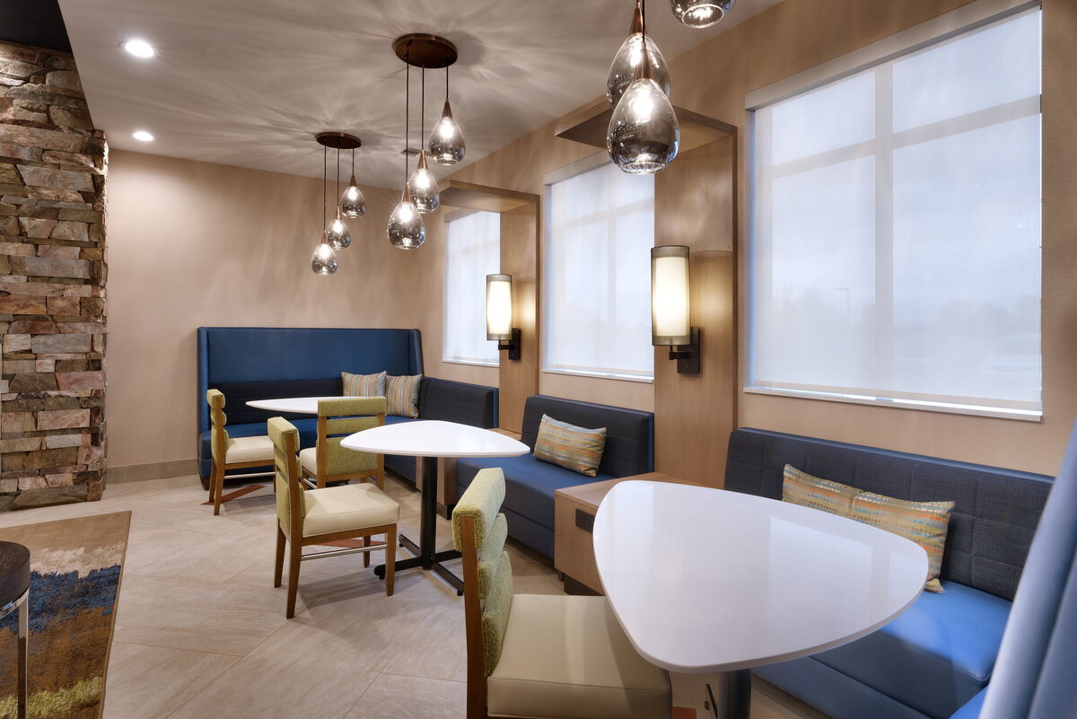 Detail shot of nature-inspired colors and furnishings in cafe at Courtyard Marriott in Sedona Arizona