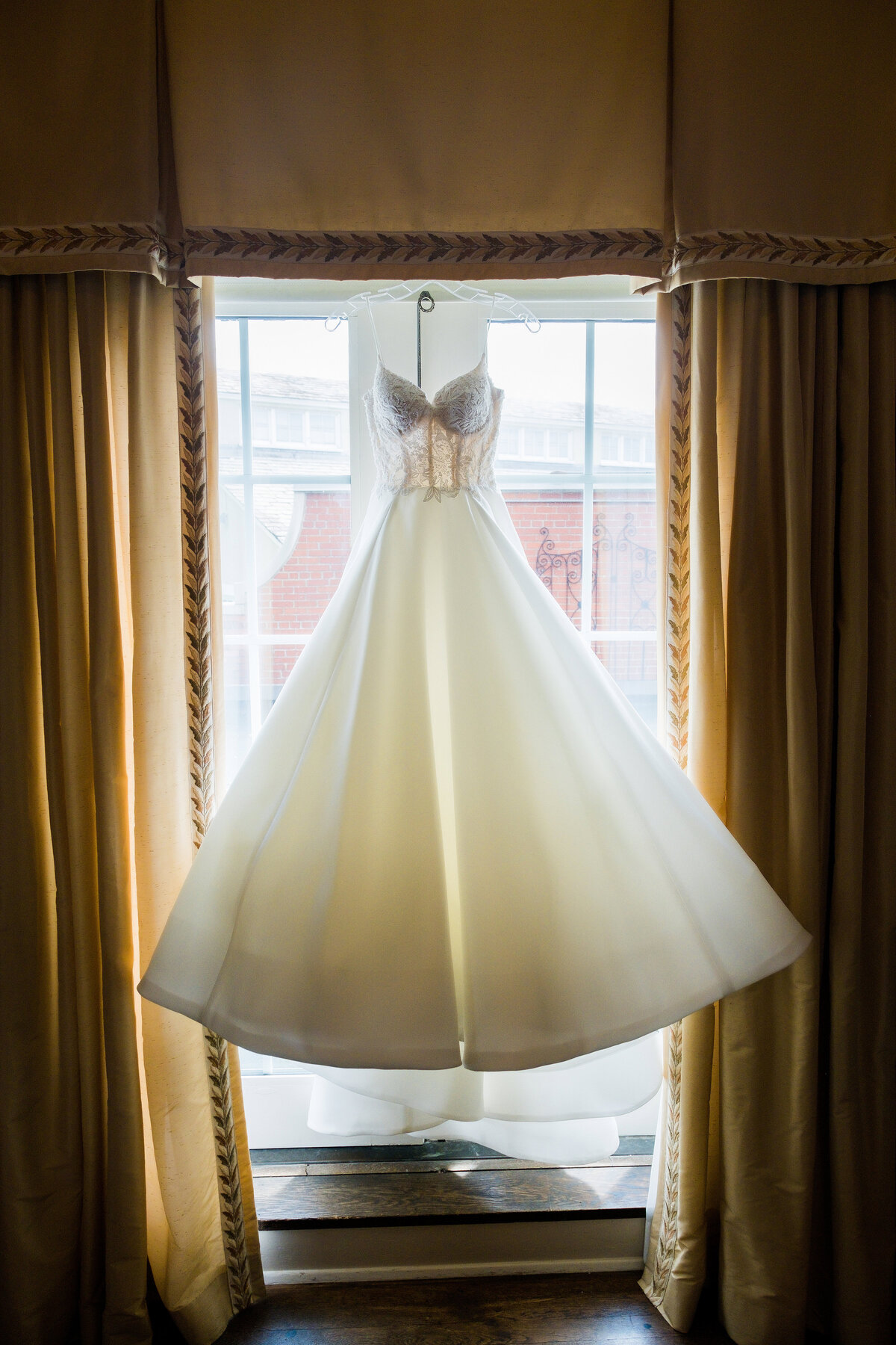 wedding dress hanging at fcgc
