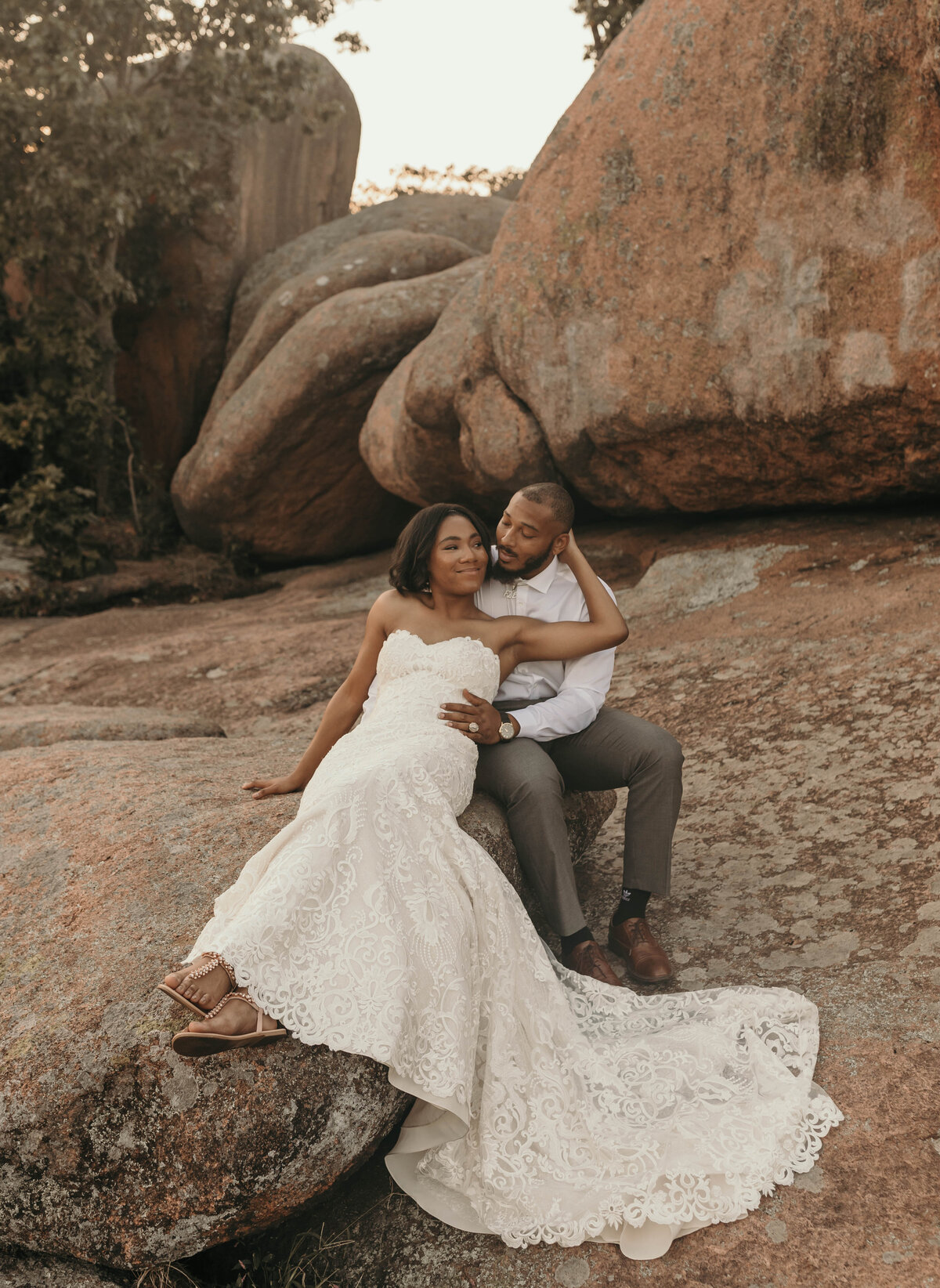 bride and group at destination elopement