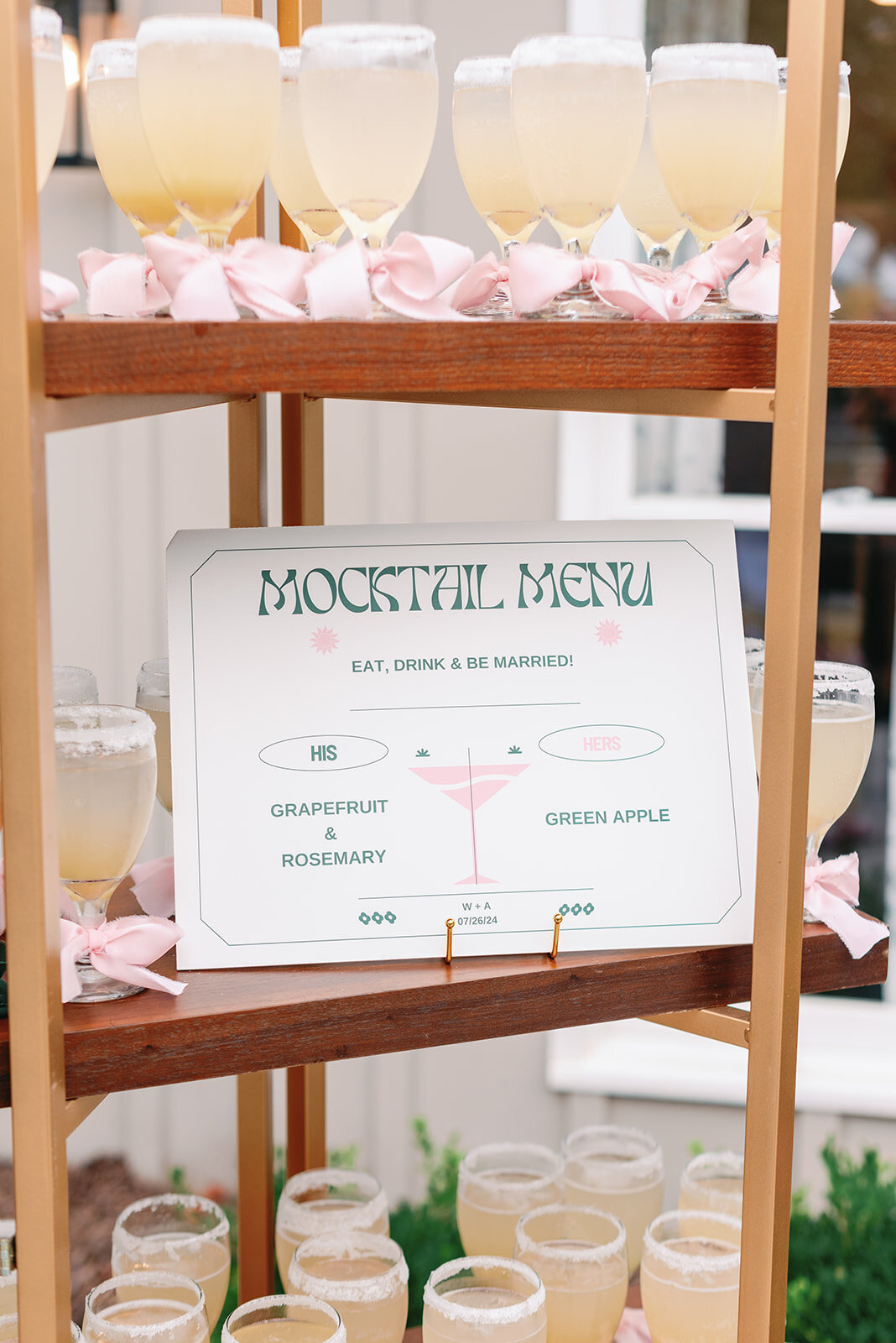 Mocktail menu sign for a Tennessee wedding