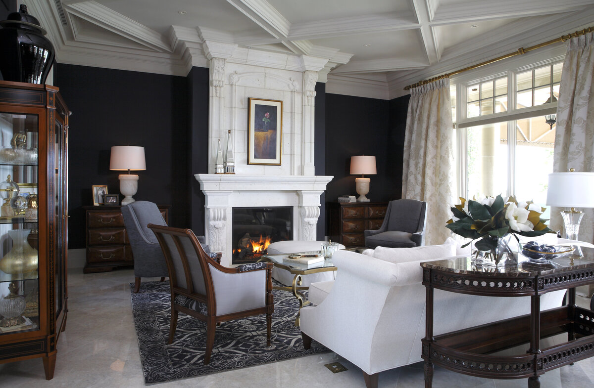 003-Lakeshore-Oakville-Traditional-Living Room-Fireplace-Coffered Ceiling