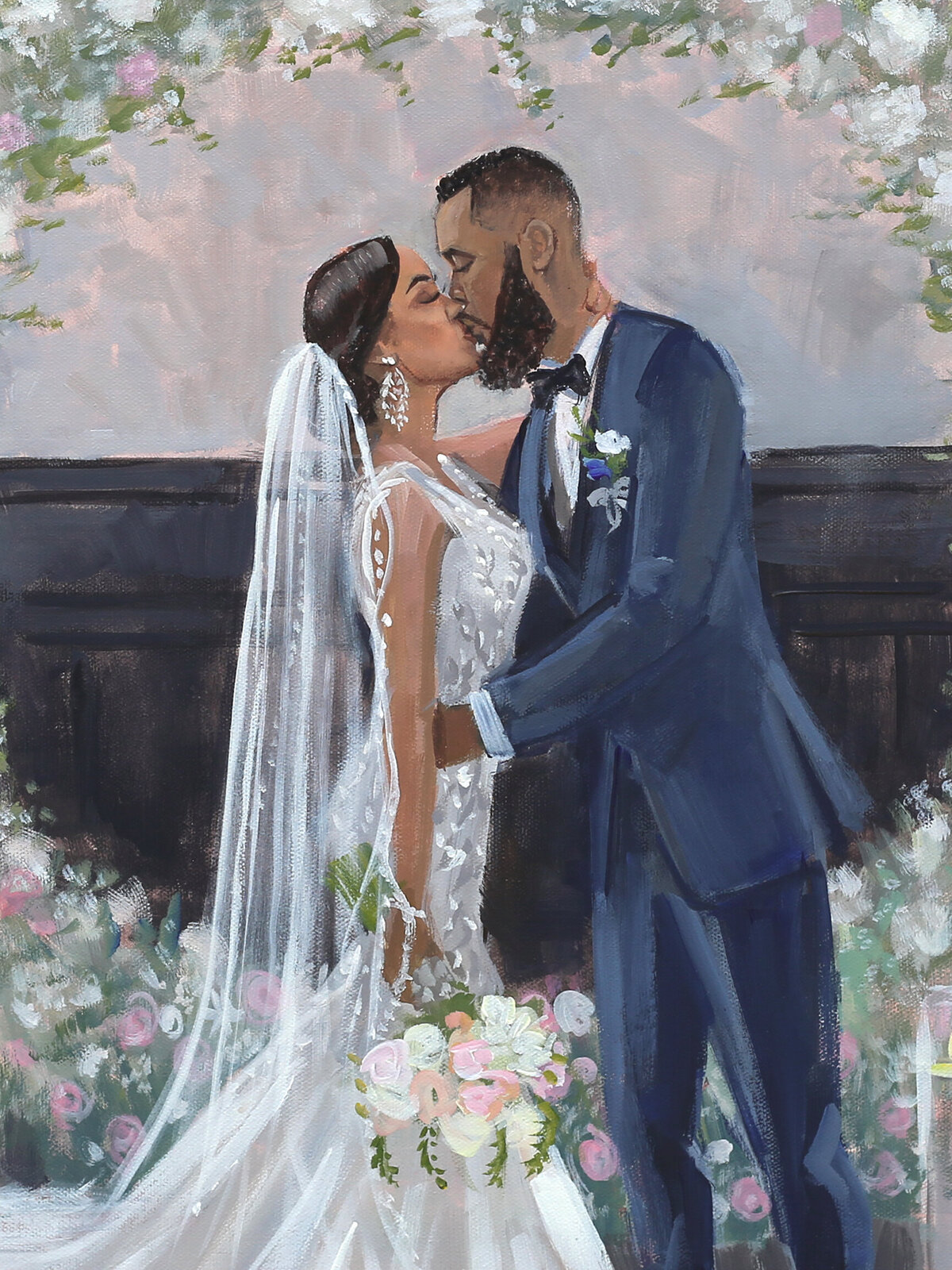 Live Wedding Paintings by Ben Keys | Jasmine and Ryan, Wilmington Wedding Ceremony detail