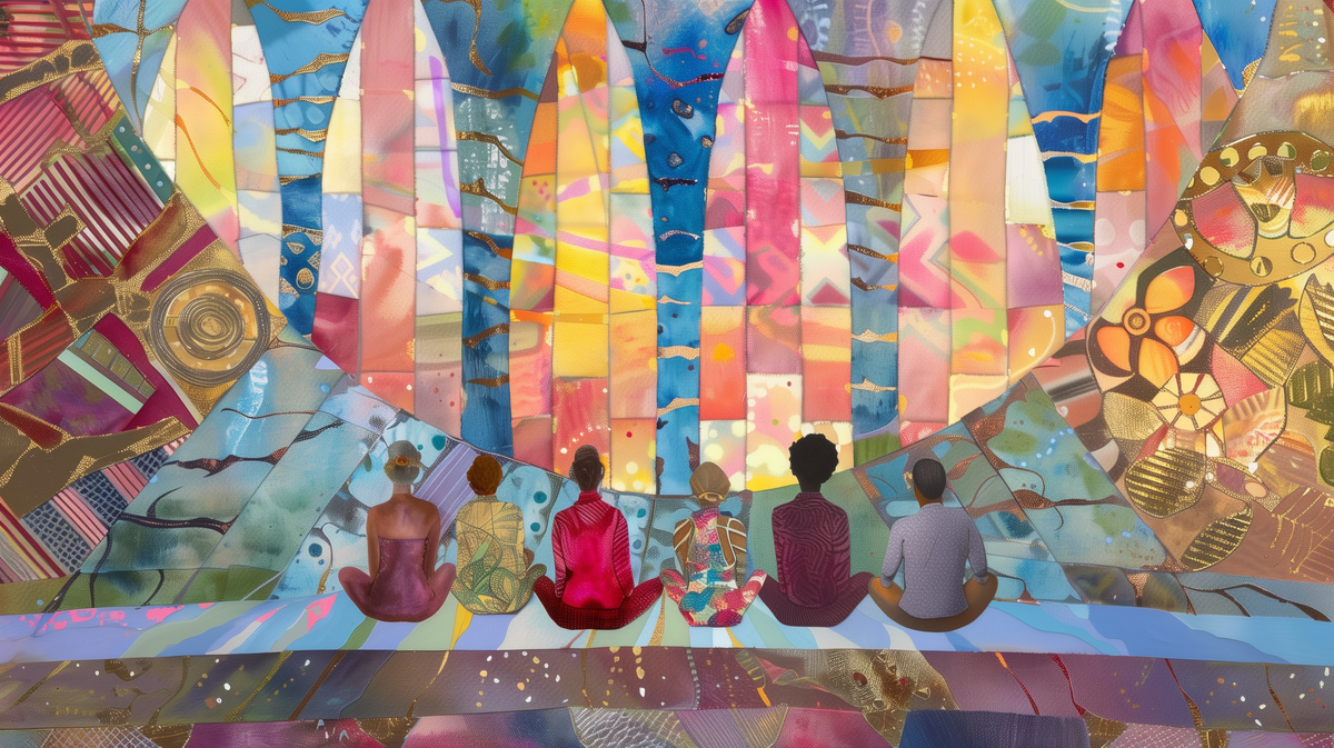 lauriehill_06679_a_group_of_5_diverse_people_meditating_a_color_46b62a69-04ac-4078-8c70-3fe62b6769b4