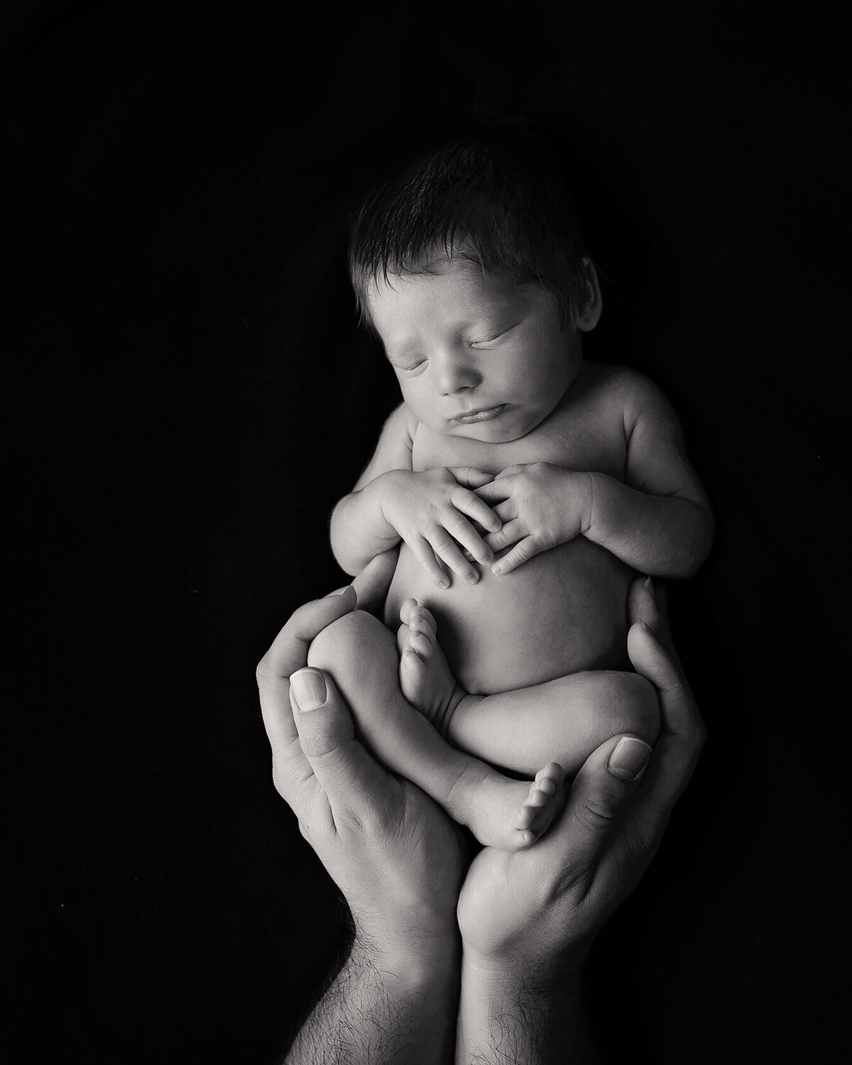Black and white adorable newborn photography