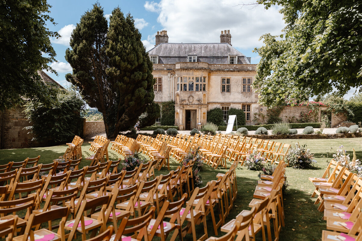 Hamswell House Wedding Photography - Outdoor ceremony setup