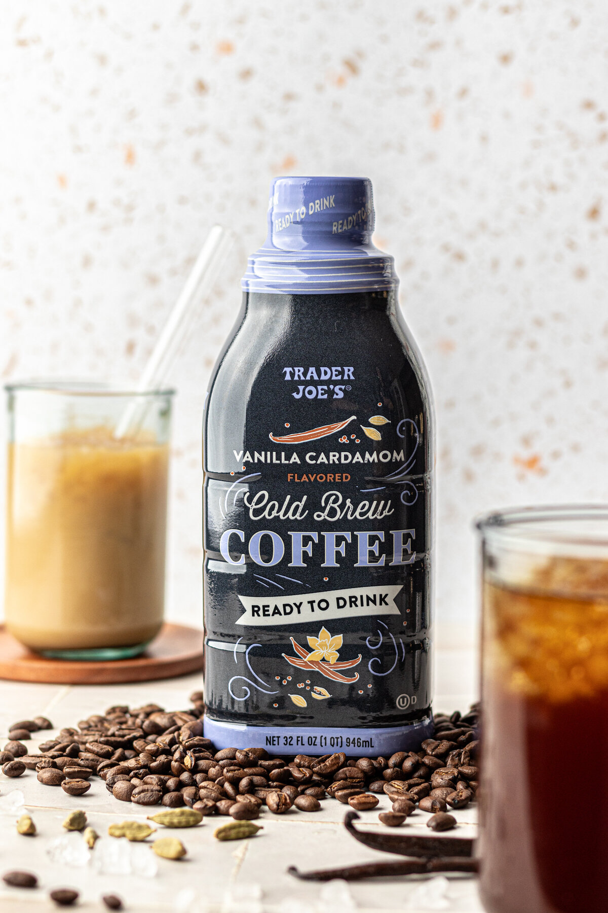 a bottle of Trader Joe's cold brew coffee