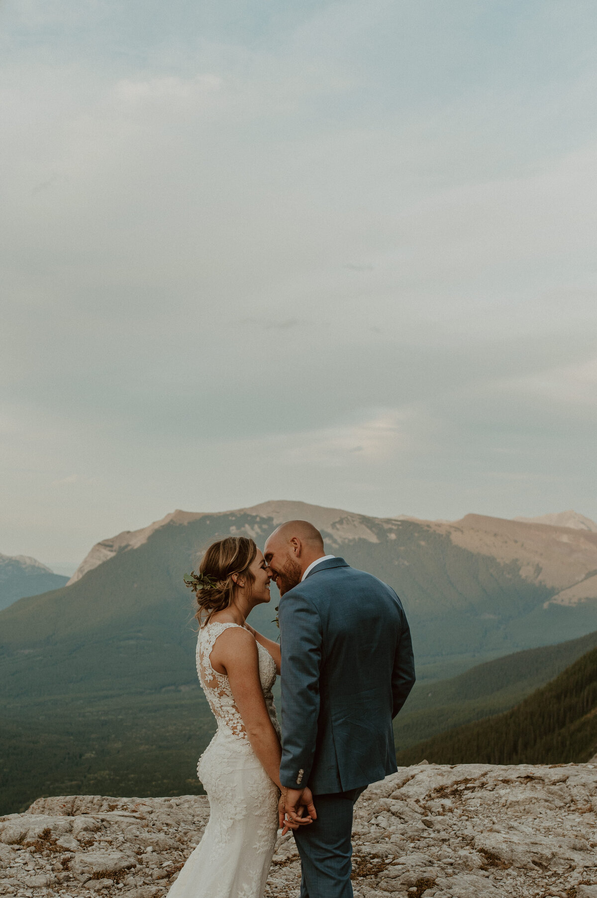 mountaintop elopement portraits in alberta, canada