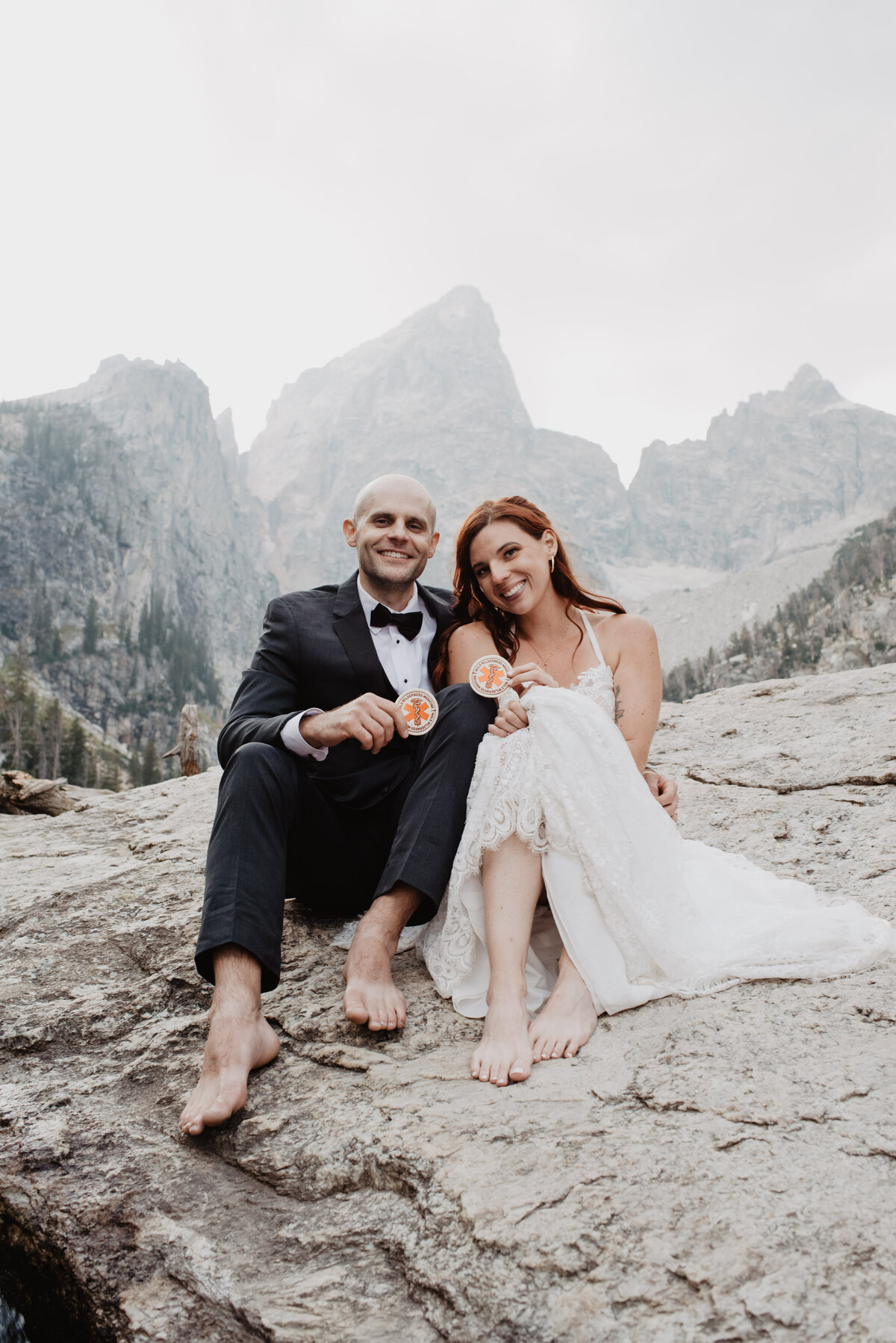 Jackson Hole Photographers capture couple smiling after elopement