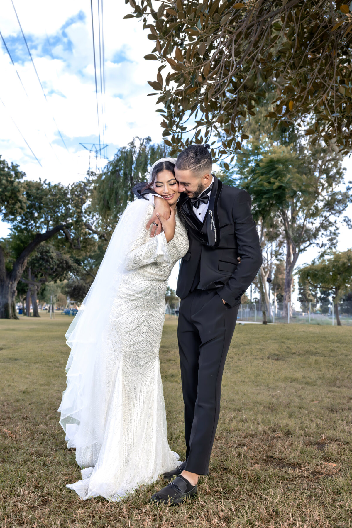 Bride and Groom Hand in Hand – Elegant Arabian Wedding in LA