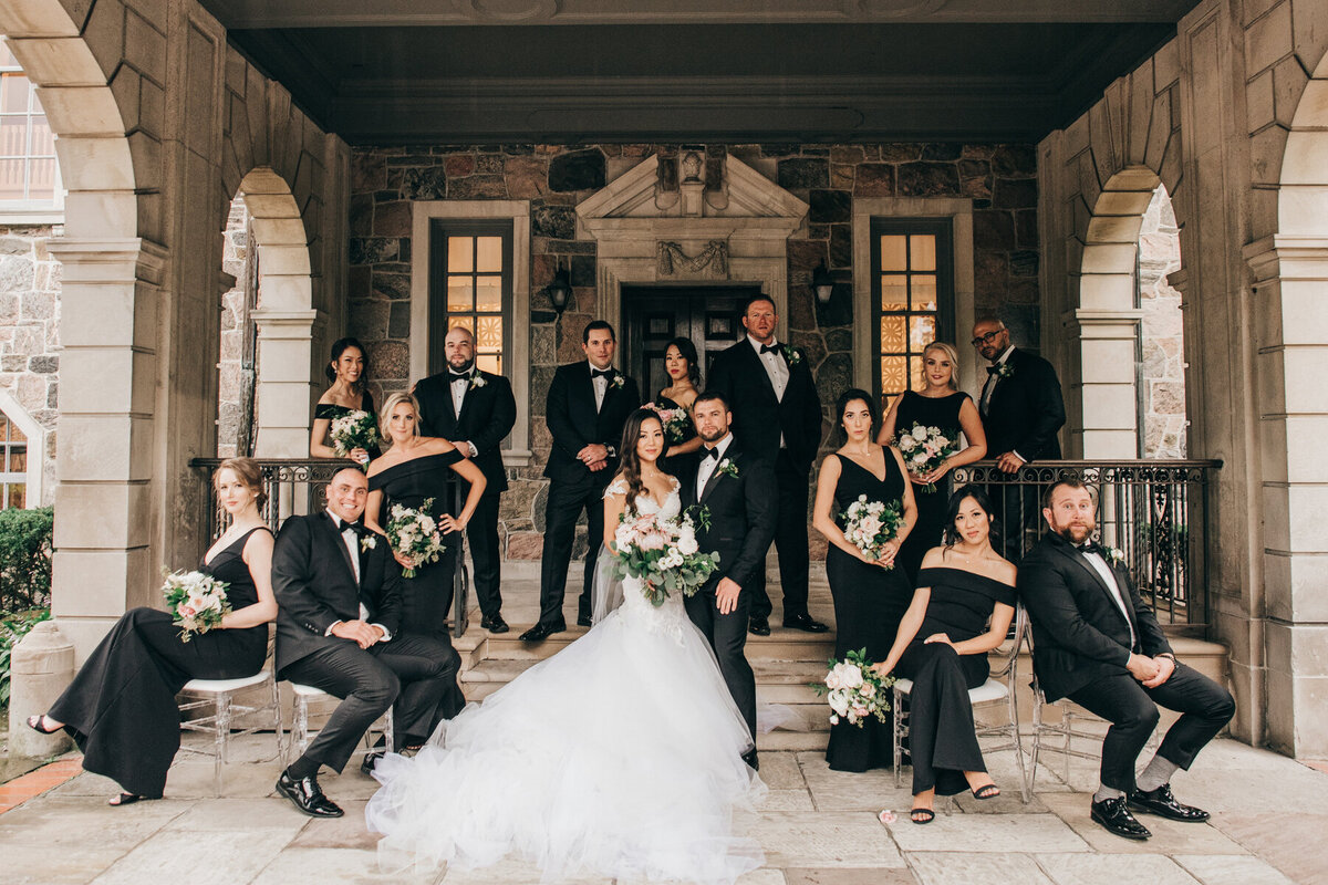 Elegant wedding party portraits photographed by Nova Markina Photography