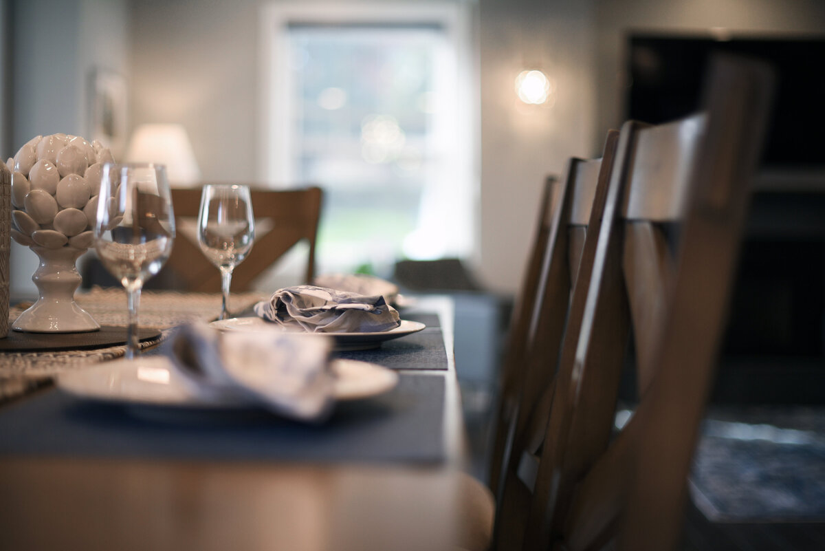Close up of professionally staged dining room furniture