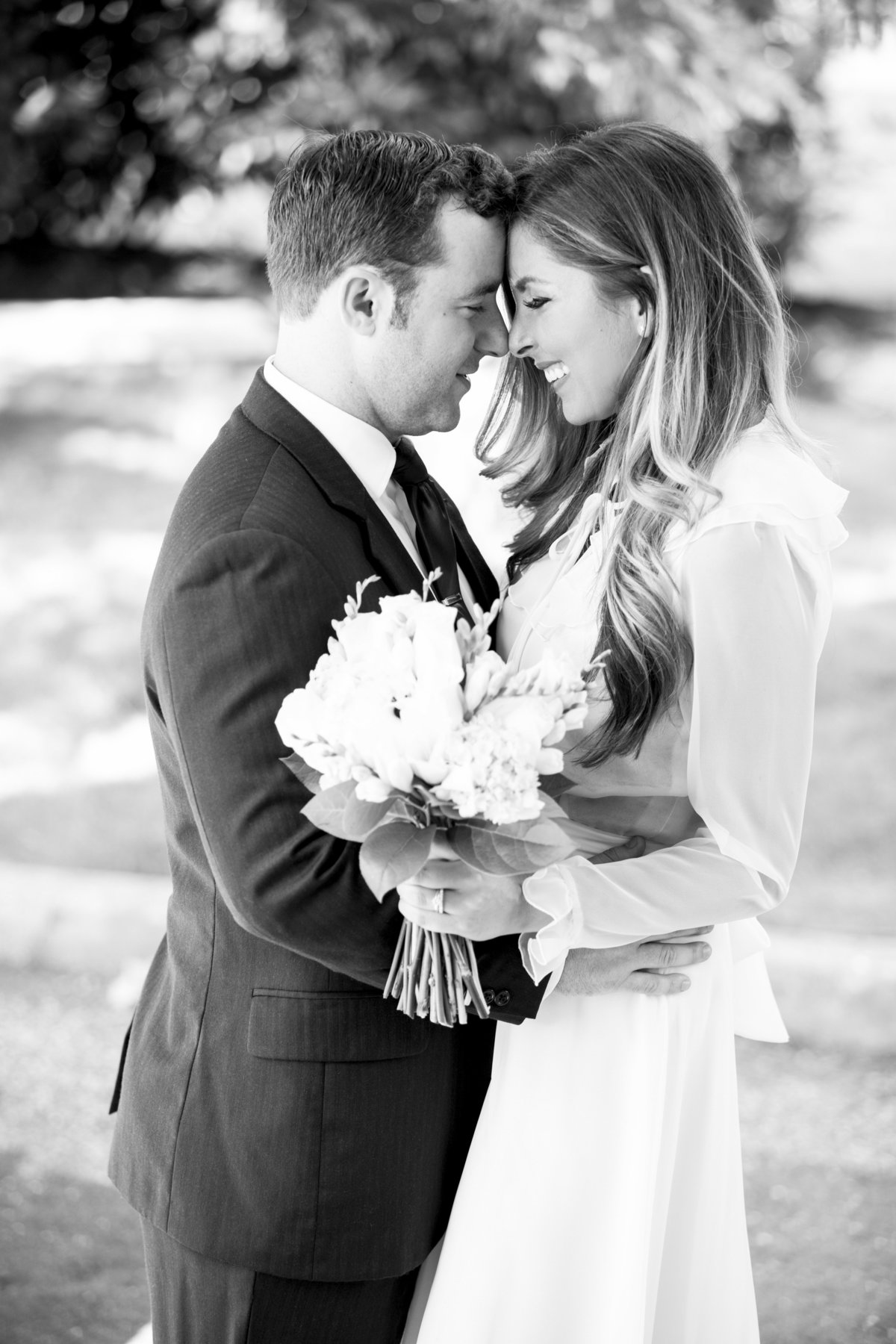 bride and groom after small wedding in nj