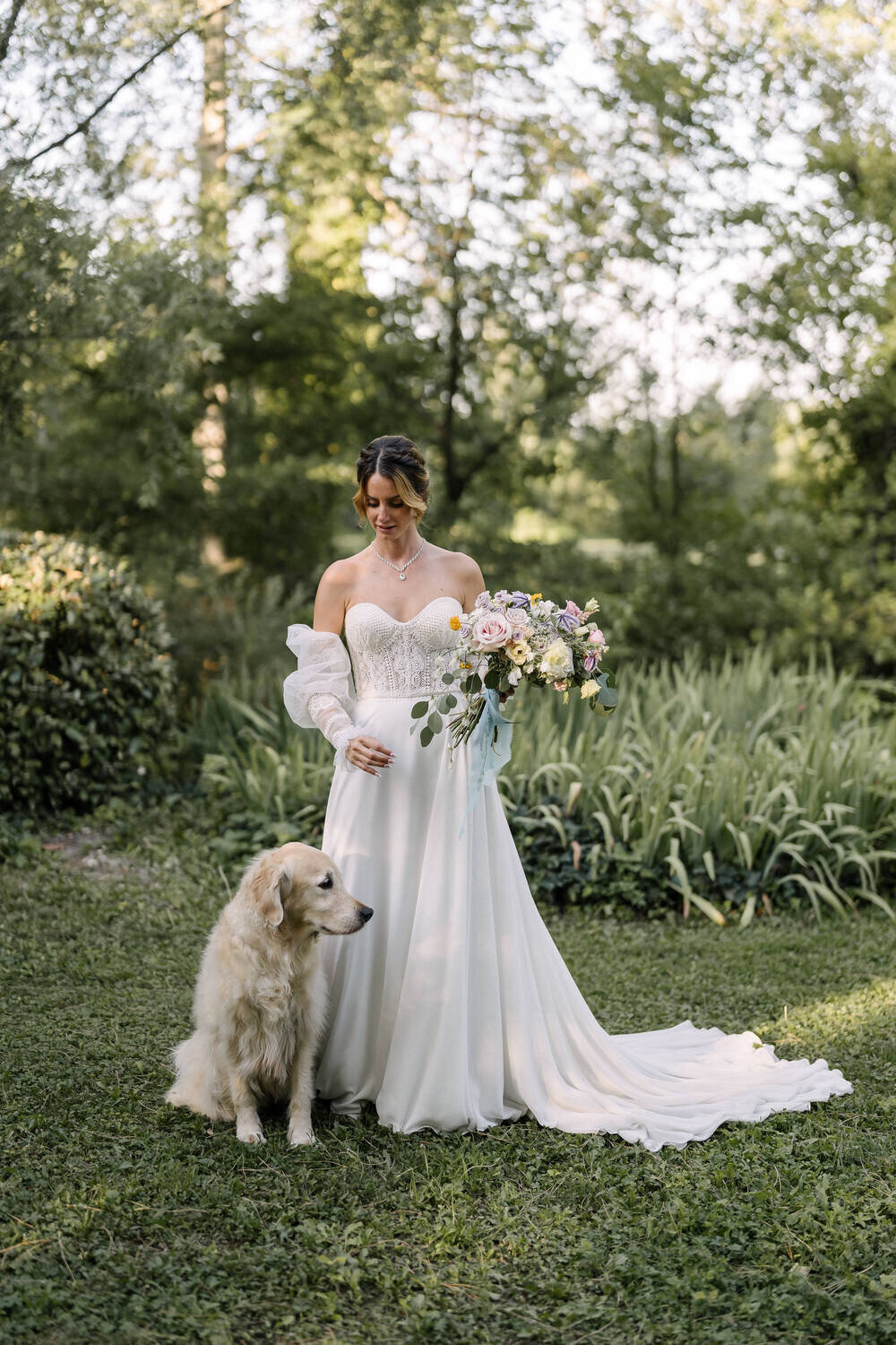 bride-with-dog-in-the-garden