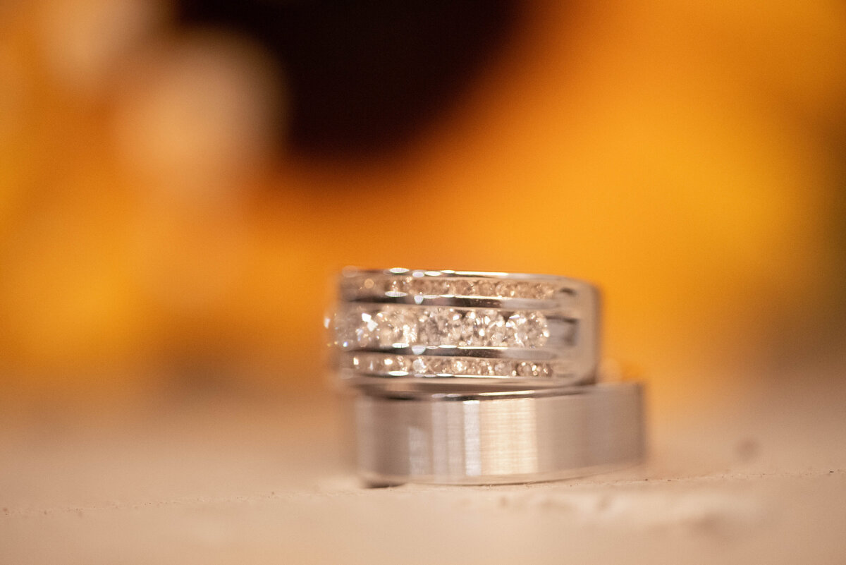 ring shot with flowers behind