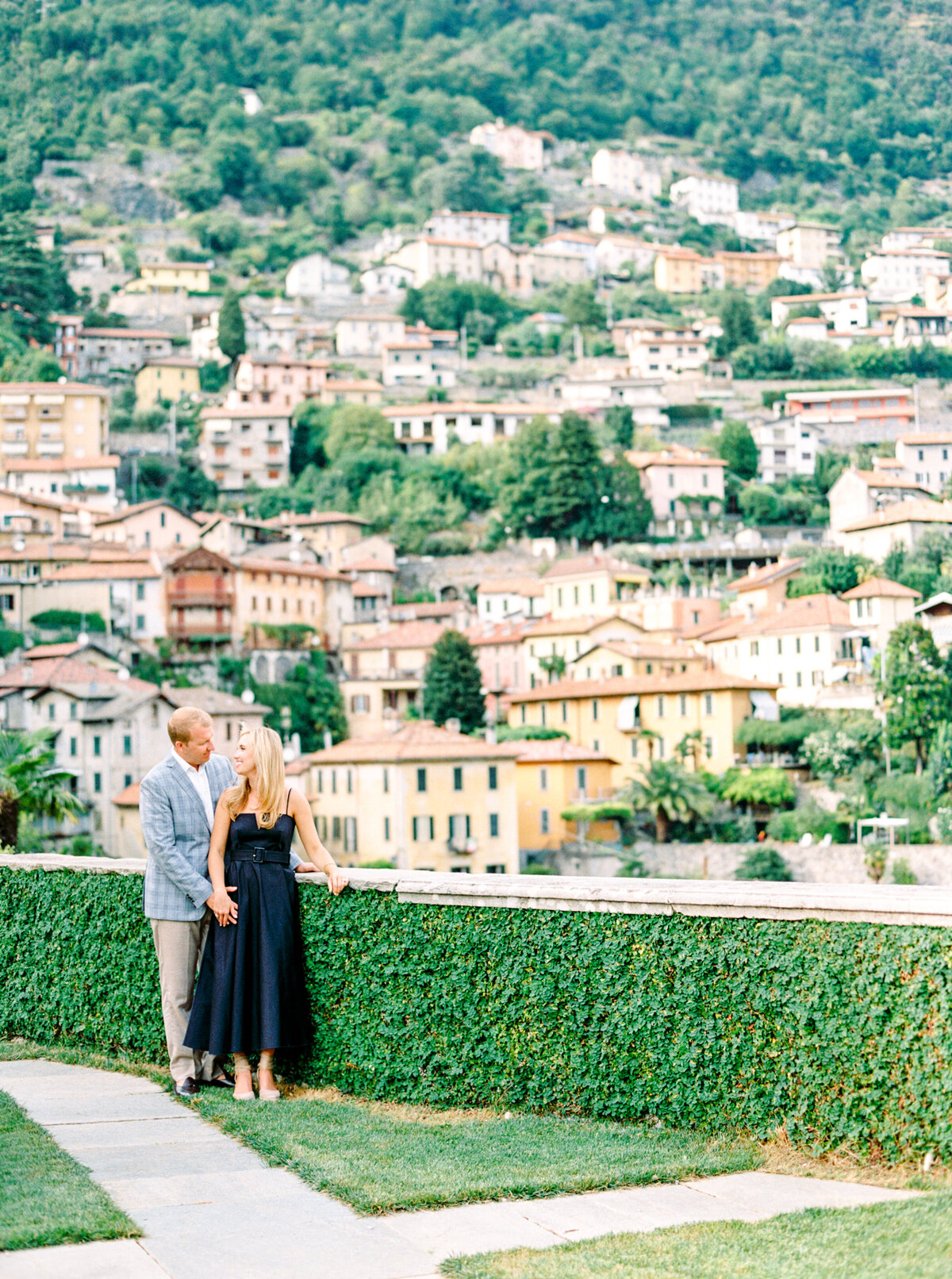Film photograph engagement session at Passalacqua on Lake Como Italy