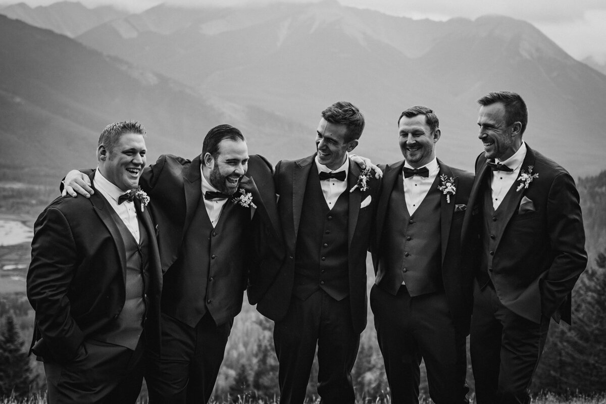 black and white wedding party photography