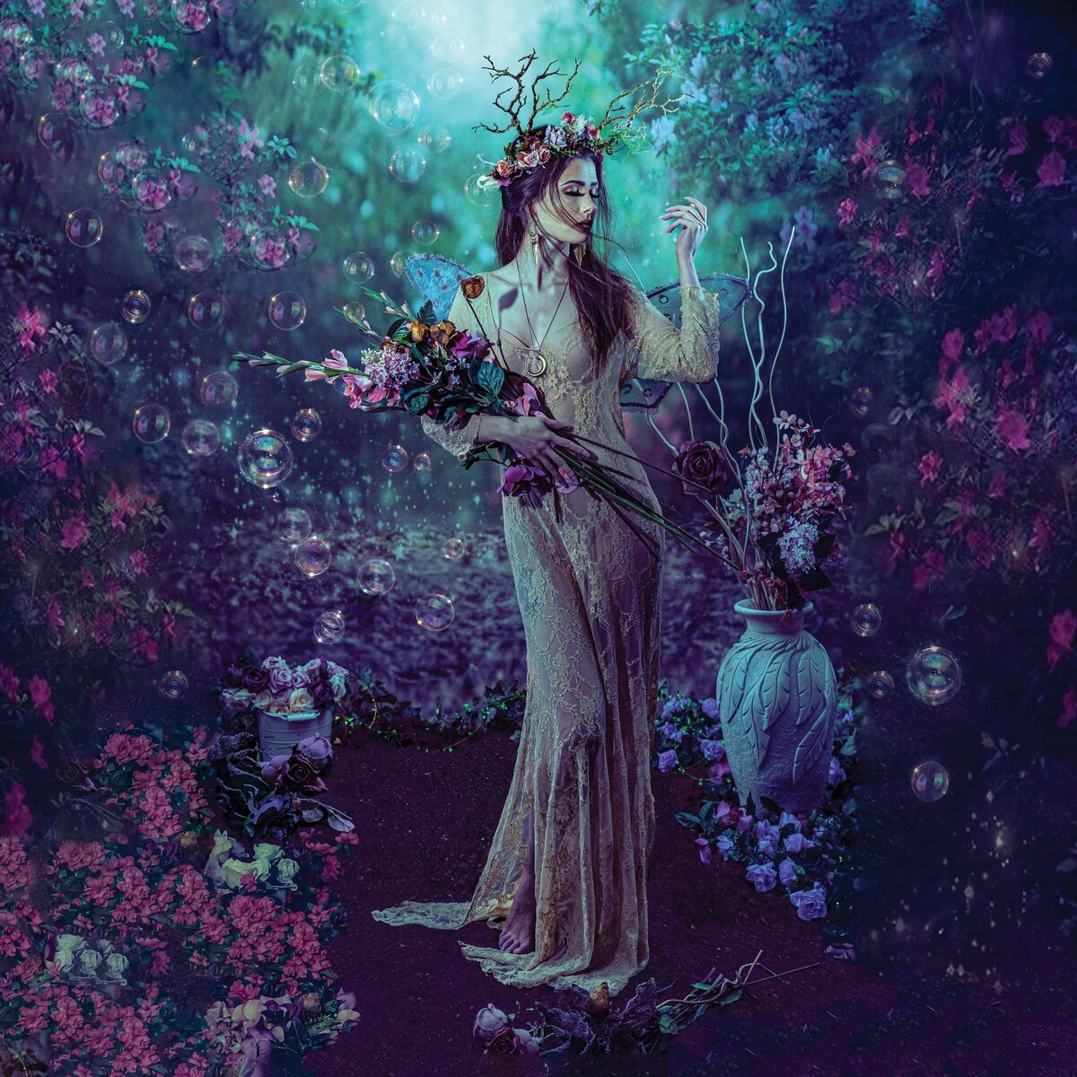 Goddess woman in garden 