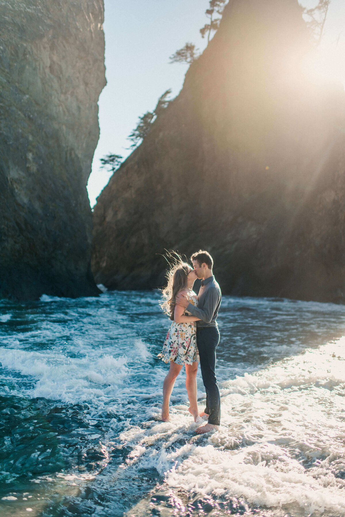 Engaged couple in Washington State.