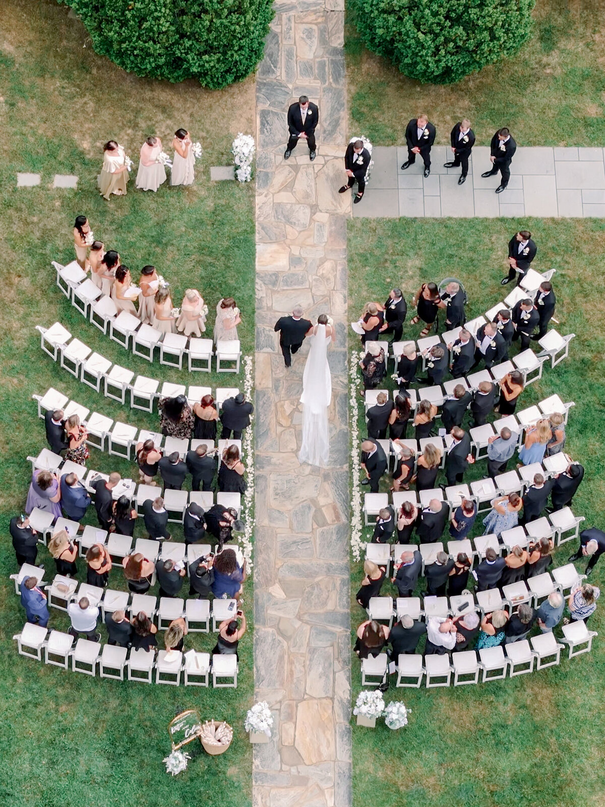 Wedding ceremony at Rust Manor House from above