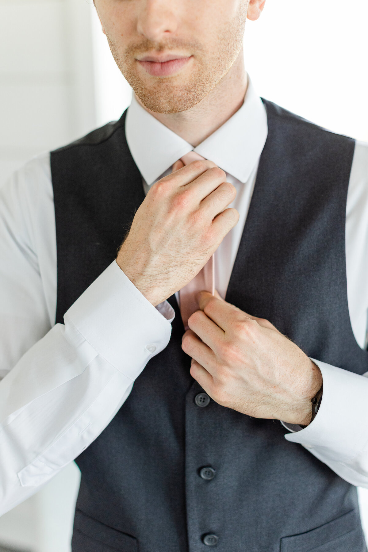 Groom prep at Emerson Fields wedding venue
