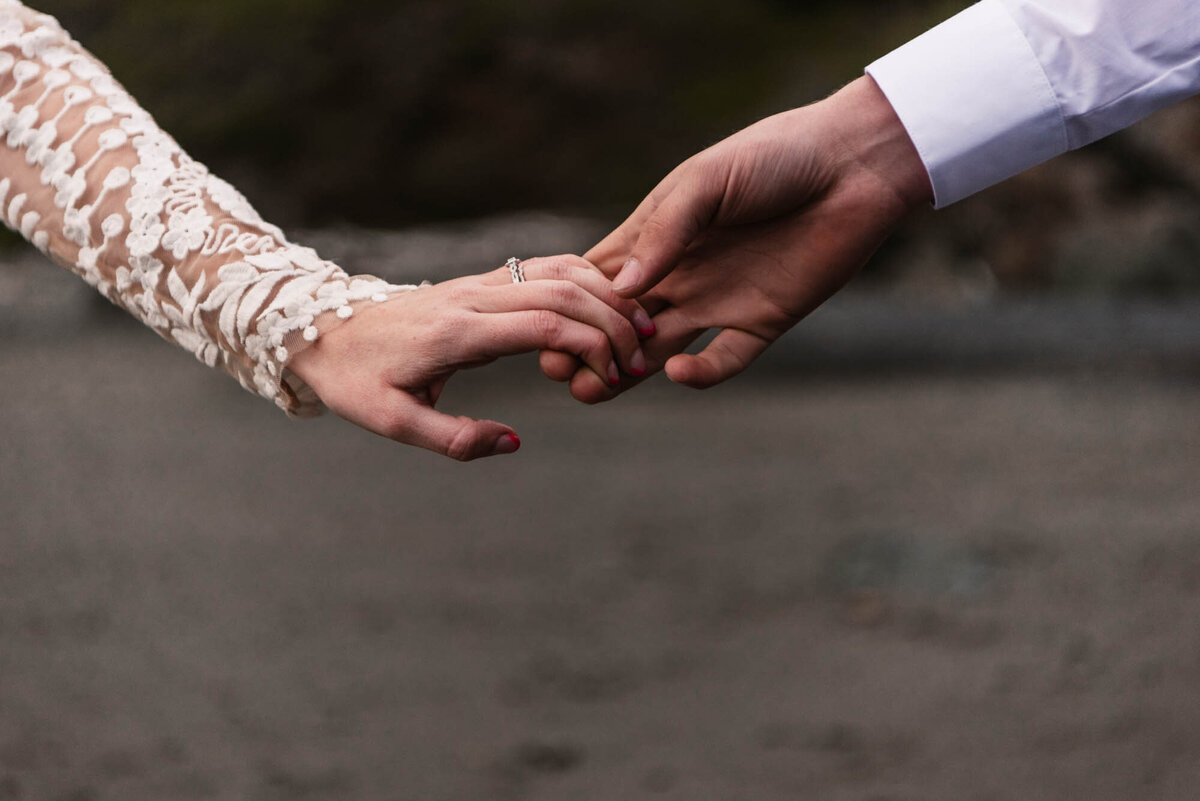 Beach Elopement hands
