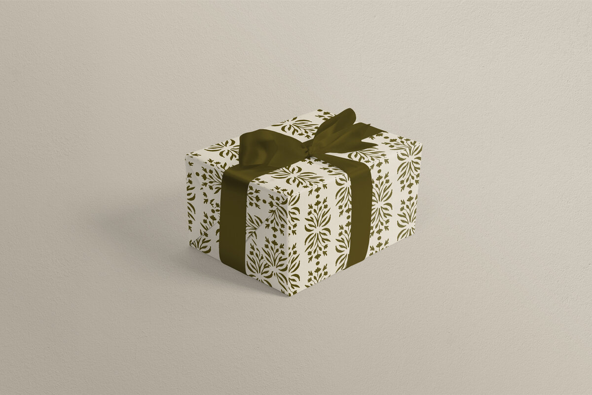 Wrapping Paper Mockup - Gift Box 2 - Held Close - Olive
